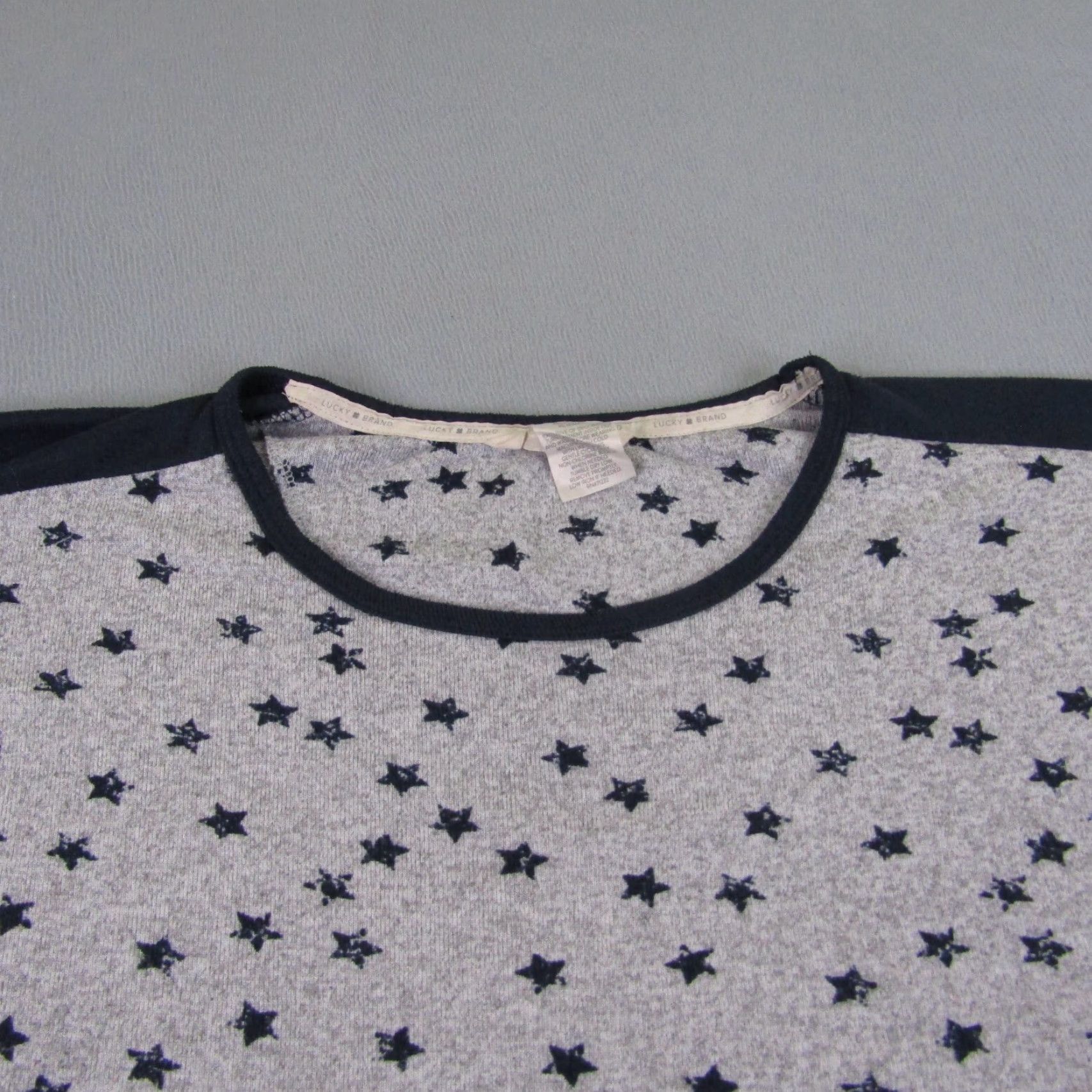 Lucky Brand Lucky Brand Shirt Womens Medium Gray Stars Casual Crew Neck T-Shirt Pullover Stretch Short Sleeve Knit Polyester Spandex Size M / US 6-8 / IT 42-44 - 3 Thumbnail