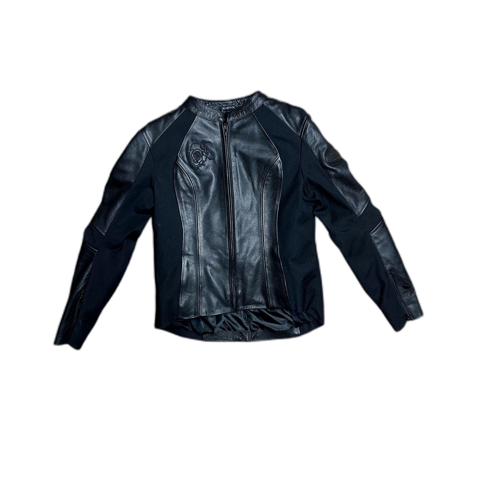 Vintage Bilt Women Black Leather Full Zip Embroidered Padded Rose Mo Size US XXS / EU 40 - 1 Thumbnail