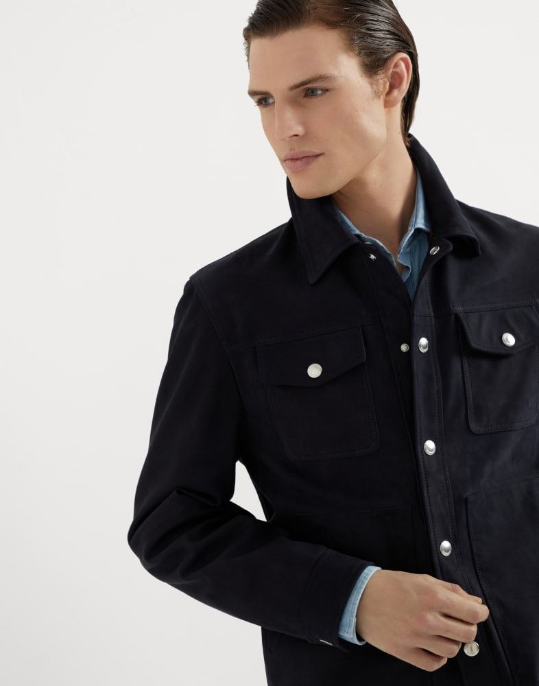 Brunello Cucinelli o1w1db10825 Leather Jacket in Navy Blue Size US L / EU 52-54 / 3 - 2 Thumbnail