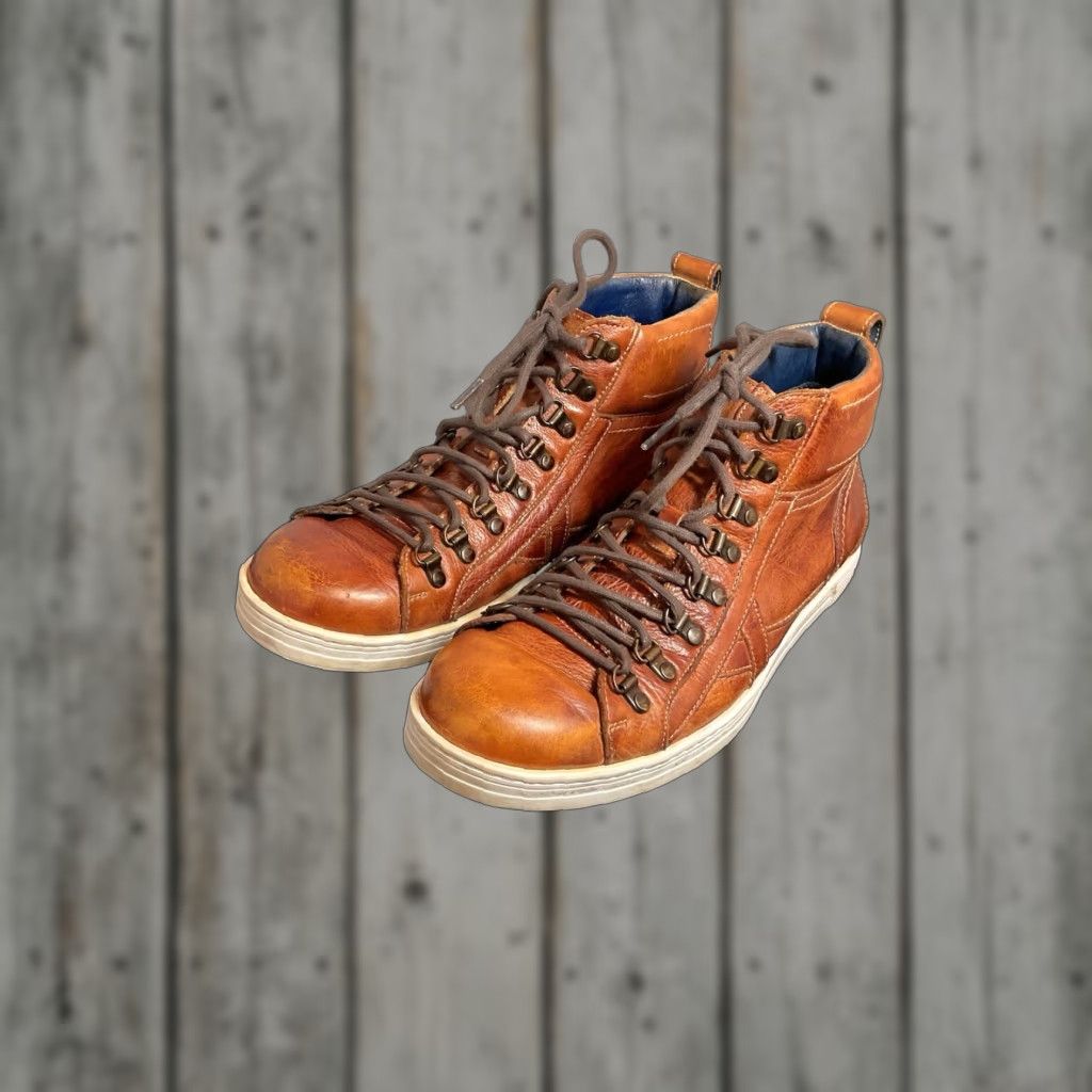 Bedstu Sneaker Leather Lace-Up Hi-Top Men 10.5 Brown Vintage No
