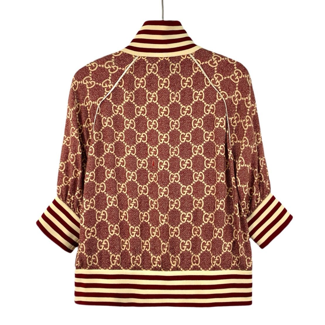 Gucci Gucci striped logo full-printed mulberry silk jacket Size M / US 6-8 / IT 42-44 - 2 Thumbnail