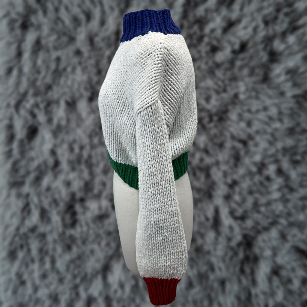 Vintage VINTAGE Yllw The Label Zora Chunky-Knit Sweater Mock Neck White Blue Yellow Ski Size L Size L / US 10 / IT 46 - 1 Thumbnail