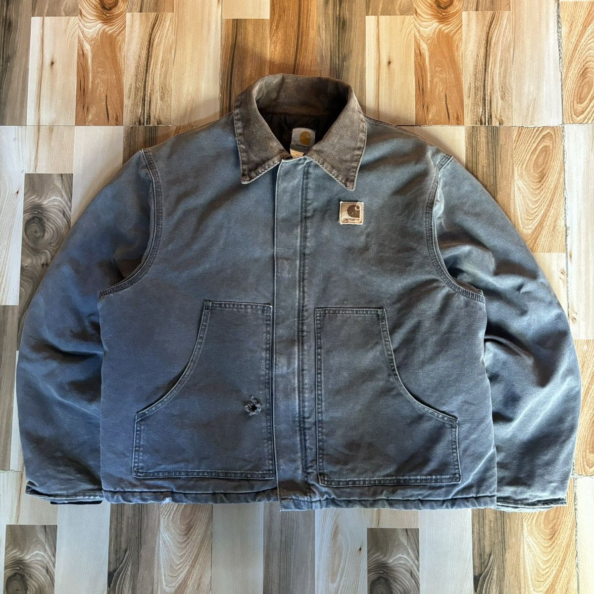image of Crazy Vintage Faded Carhartt Arctic Jacket J22 Ptl in Petrol, Men's (Size Large)