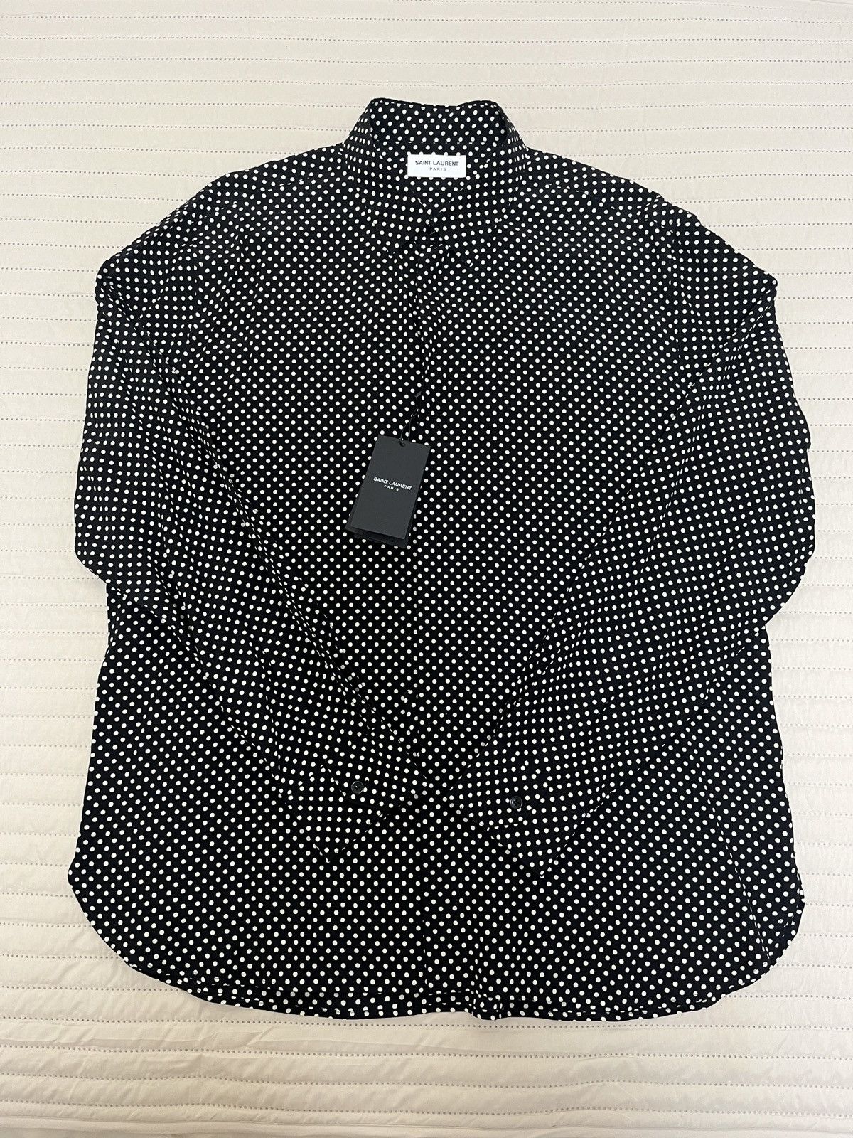 Saint Laurent Paris Polka dot silk shirt Size US L / EU 52-54 / 3 - 3 Thumbnail