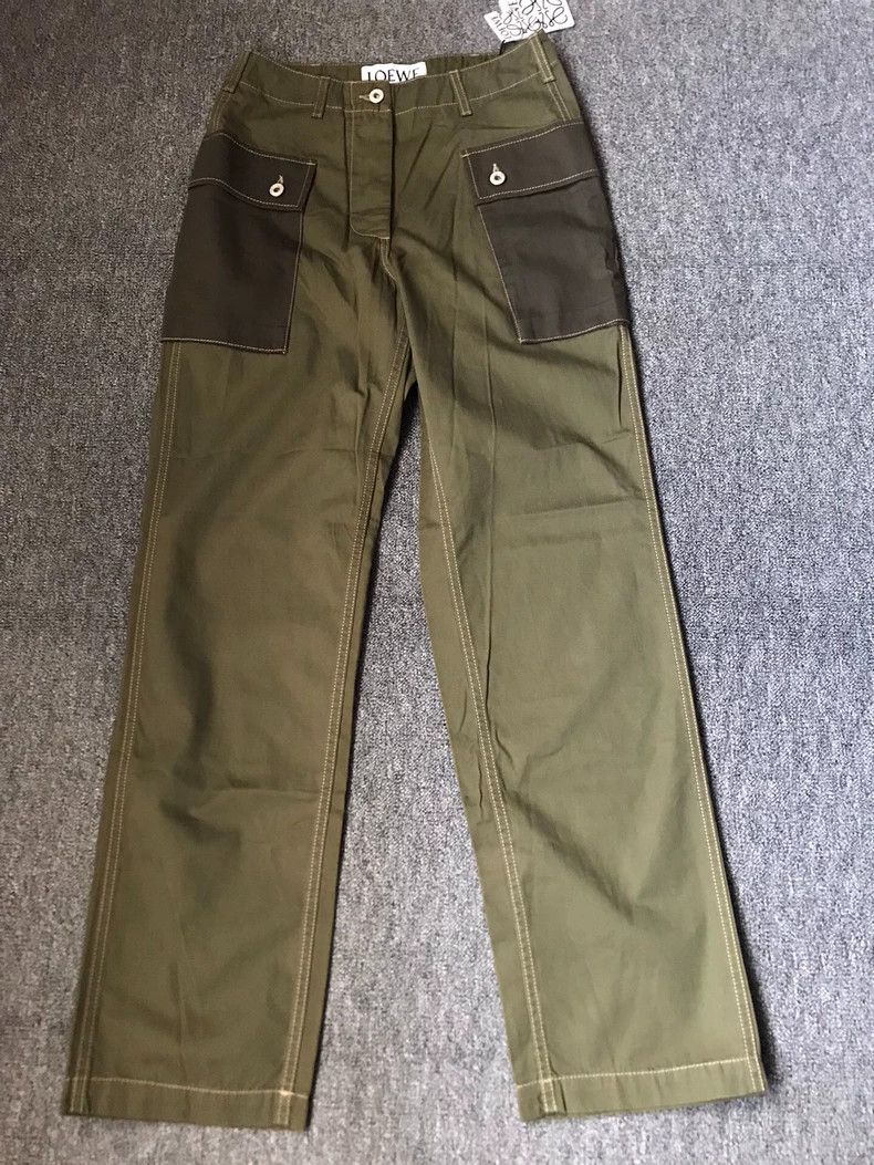 Loewe LOEWE Military green pocket patchwork work pants Size 24" / US 00 / IT 34 - 1 Thumbnail
