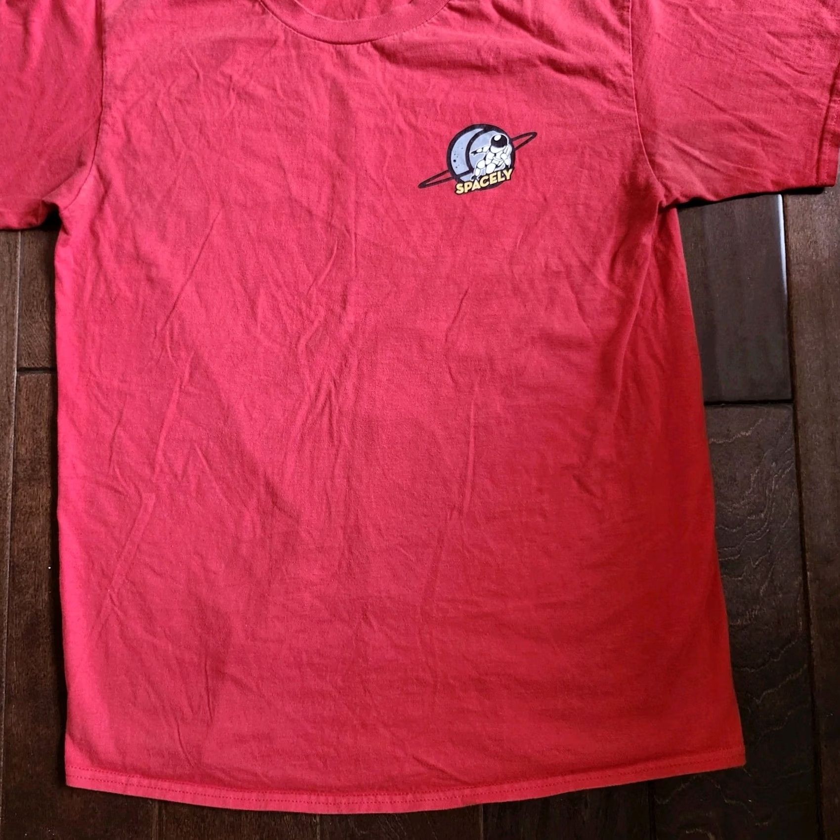 Vintage Spacely Unlimited Men's Red T-shirt - L Shirt Crew Neck Short Sleeve Cotton Space Theme Stains Needs Cleaning Size US L / EU 52-54 / 3 - 3 Thumbnail