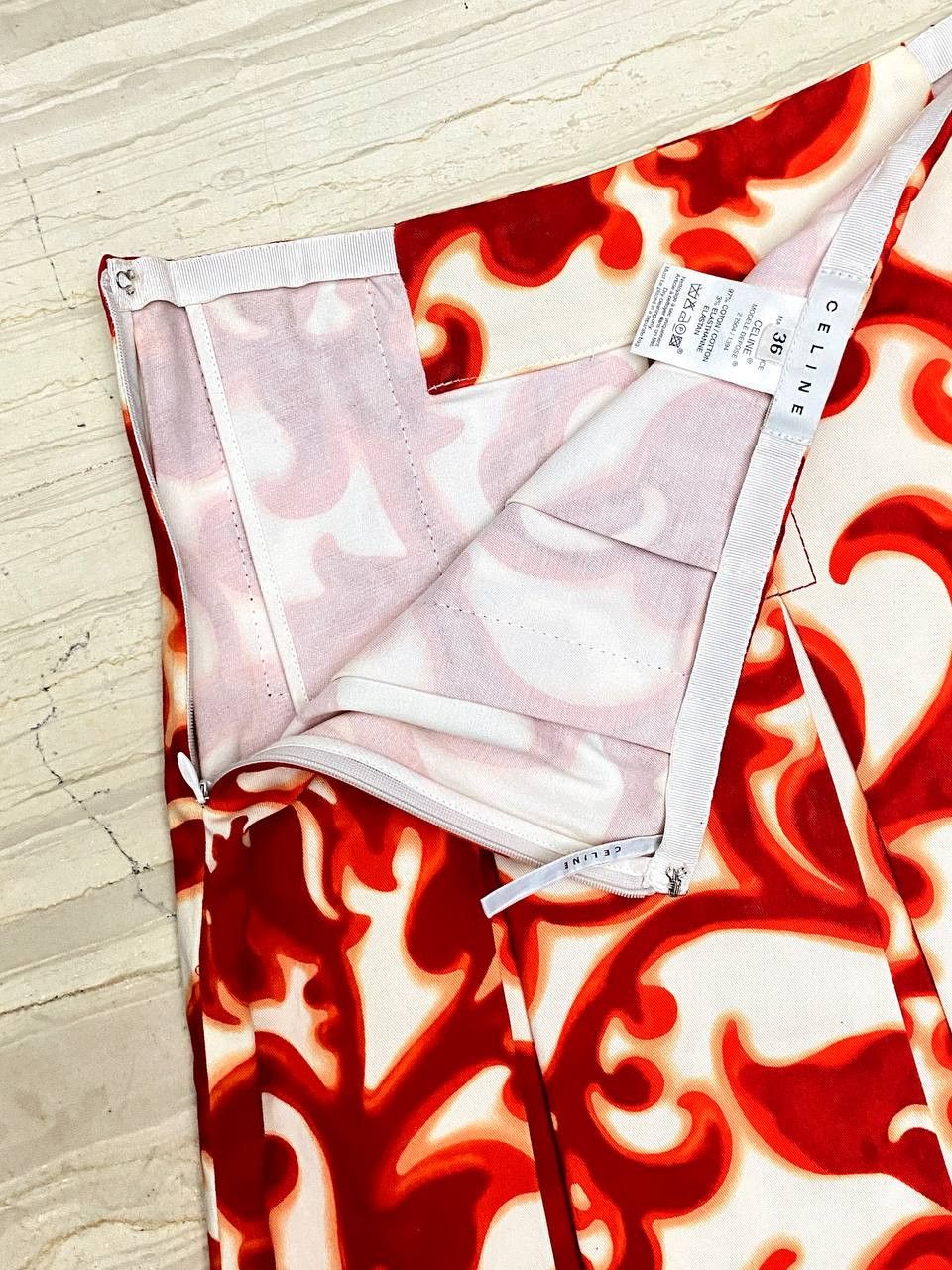 Celine Celine Logo Abstract Venetian Floral Print Cotton Mini Skirt Size 25" / US 0 / IT 36 - 8 Thumbnail
