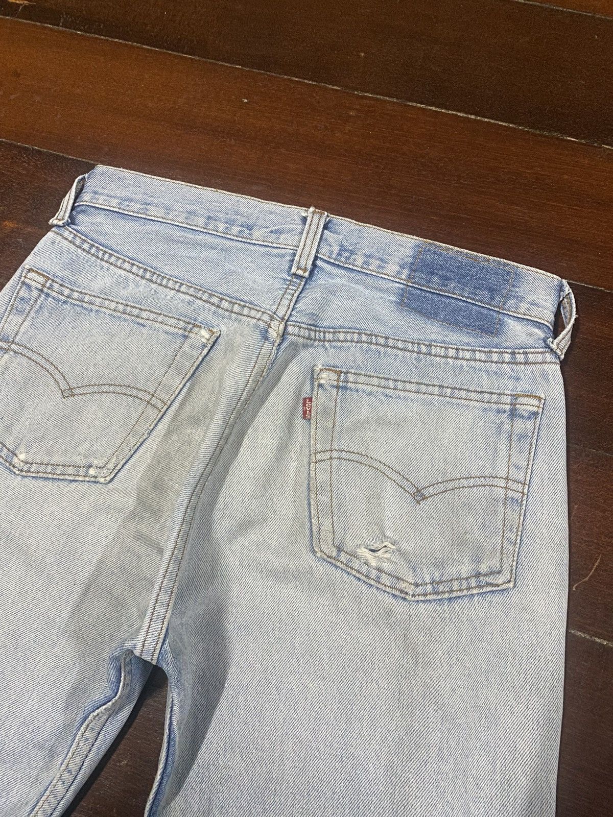 Levi's Vintage 70s 80s Levis 501 distressed rework patch mud wash Size US 30 / EU 46 - 23 Thumbnail