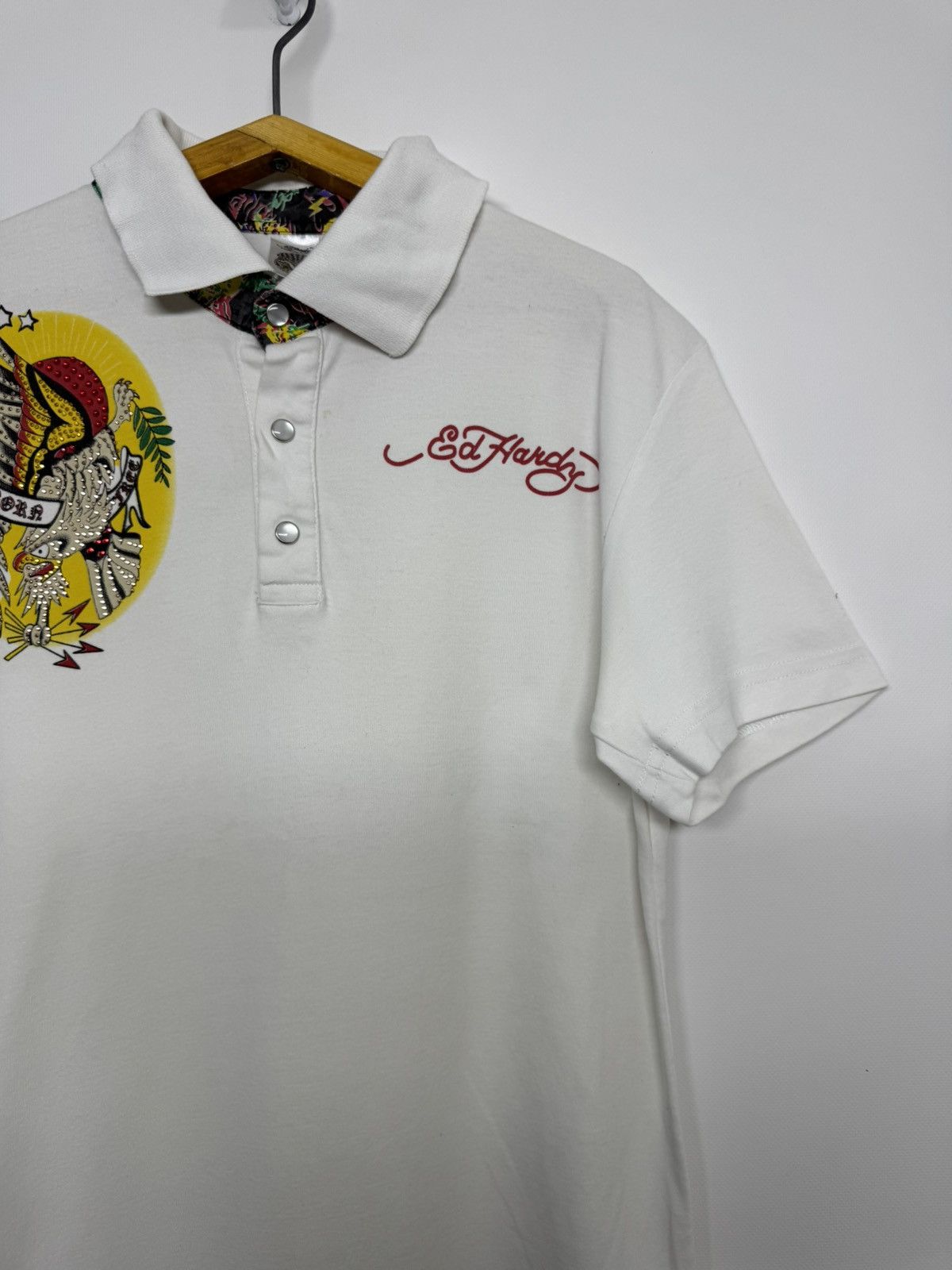 Ed Hardy Ed Hardy Big Logo Polo Shirt Rhinestones Drip Swag y2k Size M / US 6-8 / IT 42-44 - 7 Thumbnail