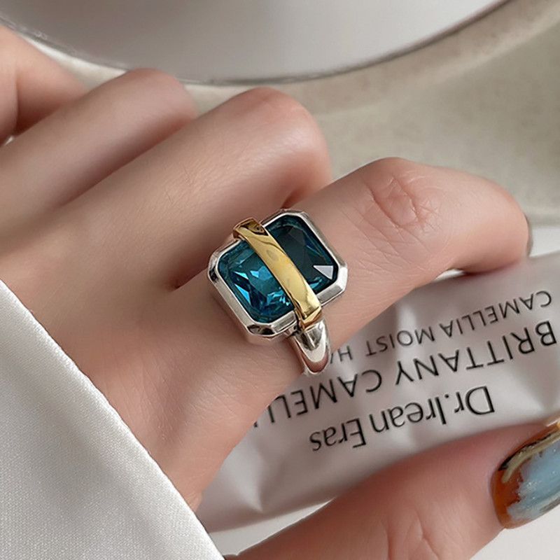 Jewelry Resizable 925 Sterling Silver Zircons Ring Size ONE SIZE - 6 Thumbnail