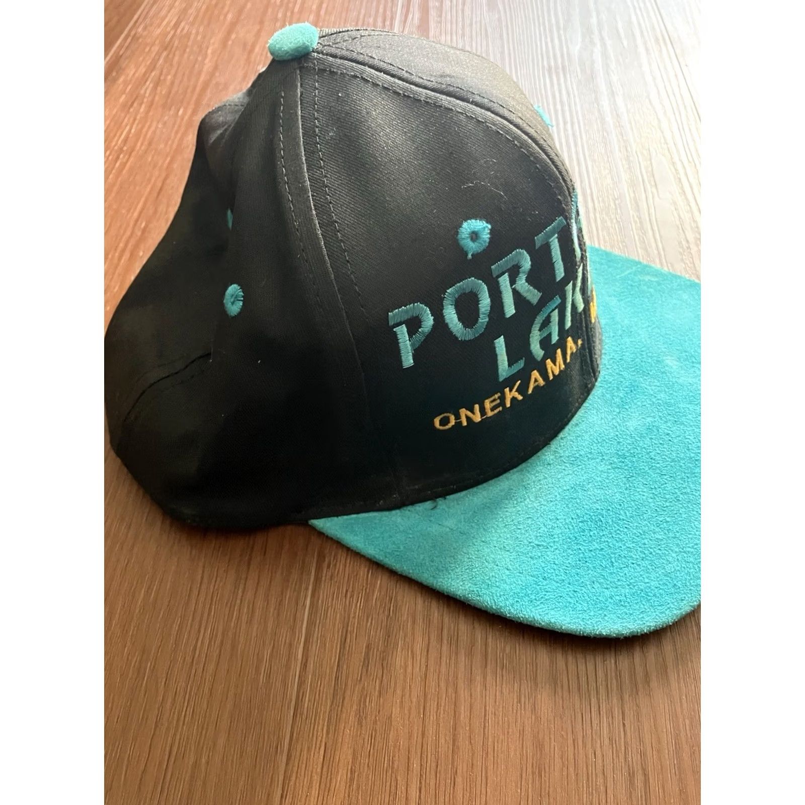 Altea VINTAGE Cobra Cap Mens Snapback Teal Suede Brim Portage Lake Michigan 90s Green Adjustable Cap Mens 90s Outdoor Comfortable Size ONE SIZE - 3 Thumbnail