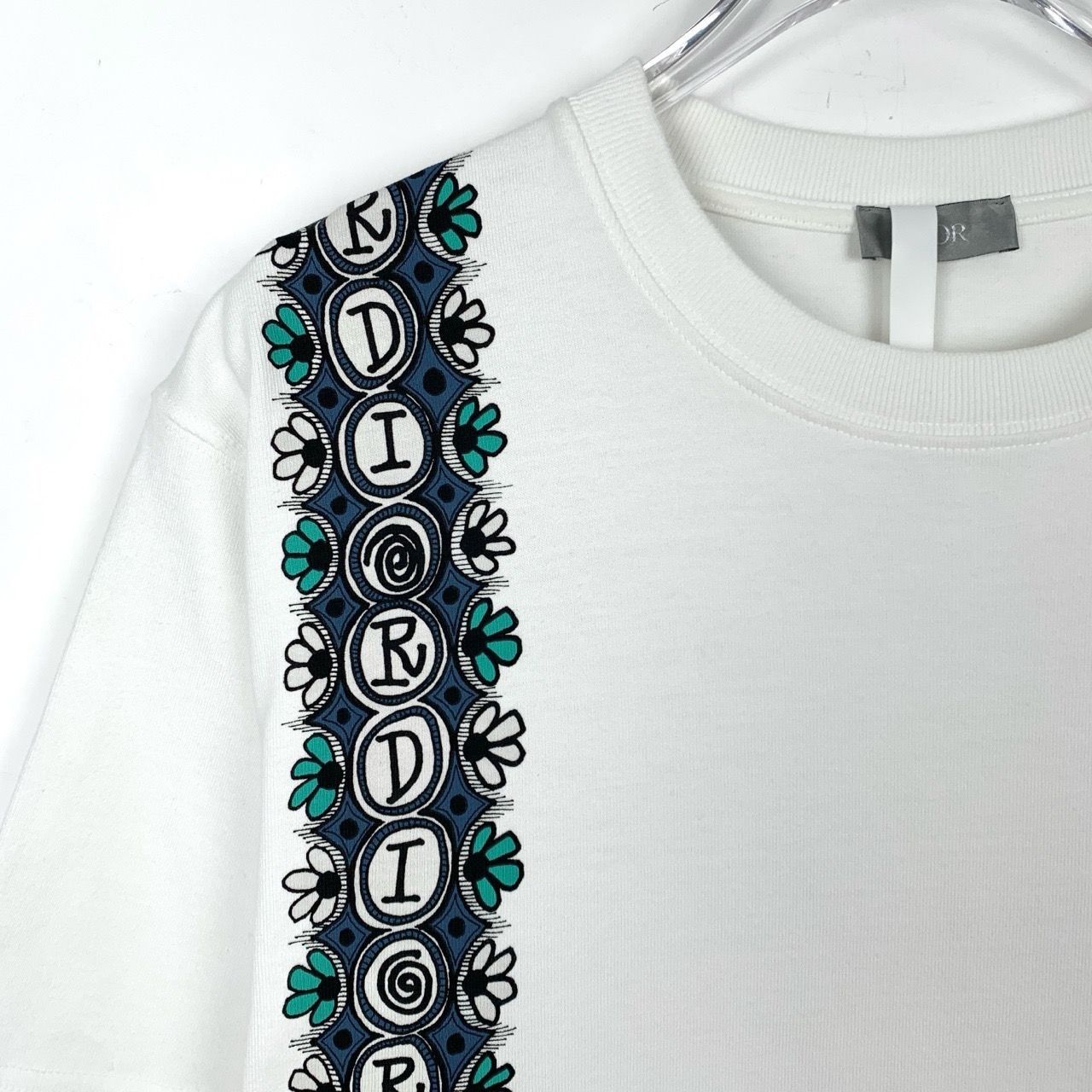 Dior Dior x Stussy Asymmetric Logo Print White Cotton T-Shirt (Si Size US S / EU 44-46 / 1 - 6 Thumbnail