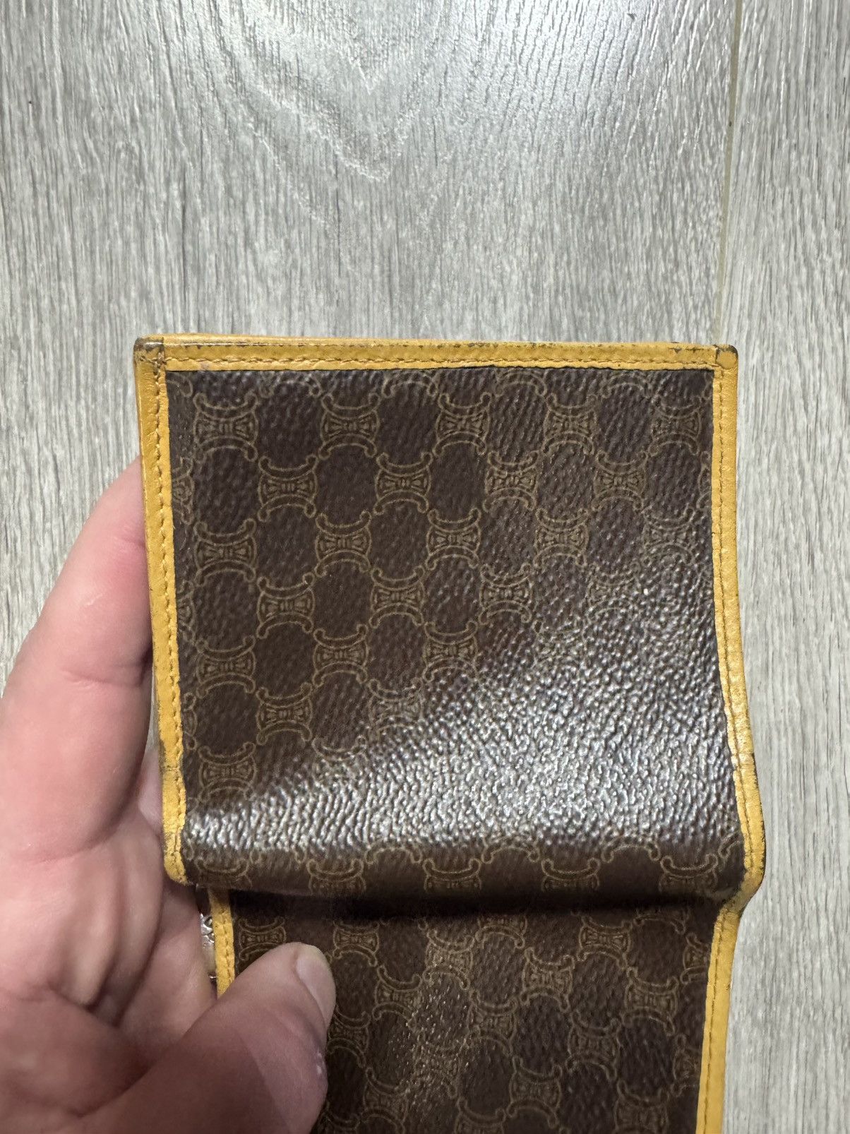 Celine × Vintage CELINE Macadam Triomphe Bi-Fold Wallet Leather Beige Brown Size ONE SIZE - 7 Thumbnail