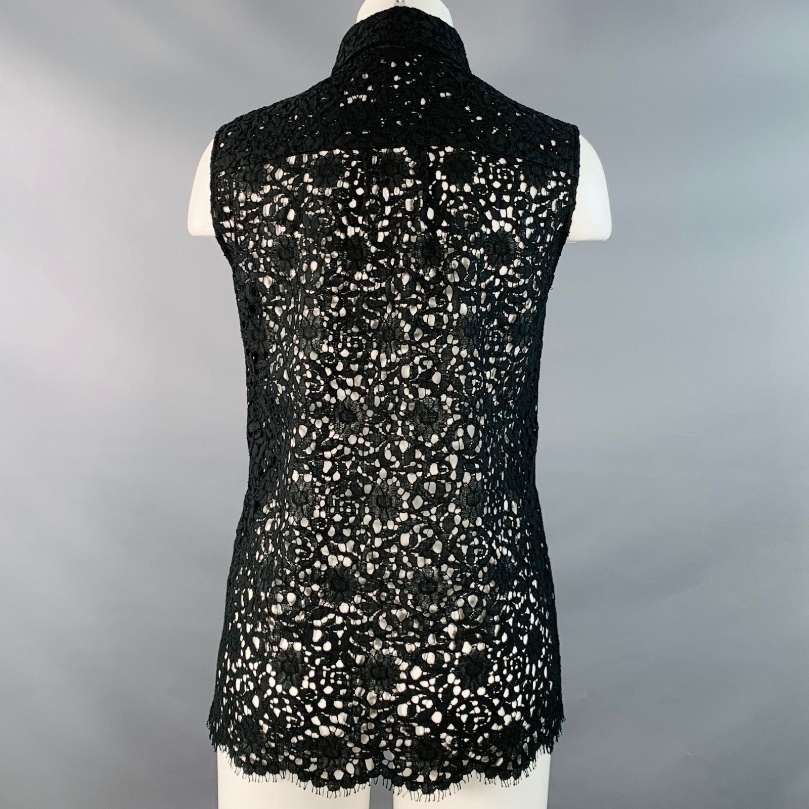 Erdem ERDEM Size 4 Black Lace Sleeveless Button Up Blouse Size S / US 4 / IT 40 - 3 Thumbnail