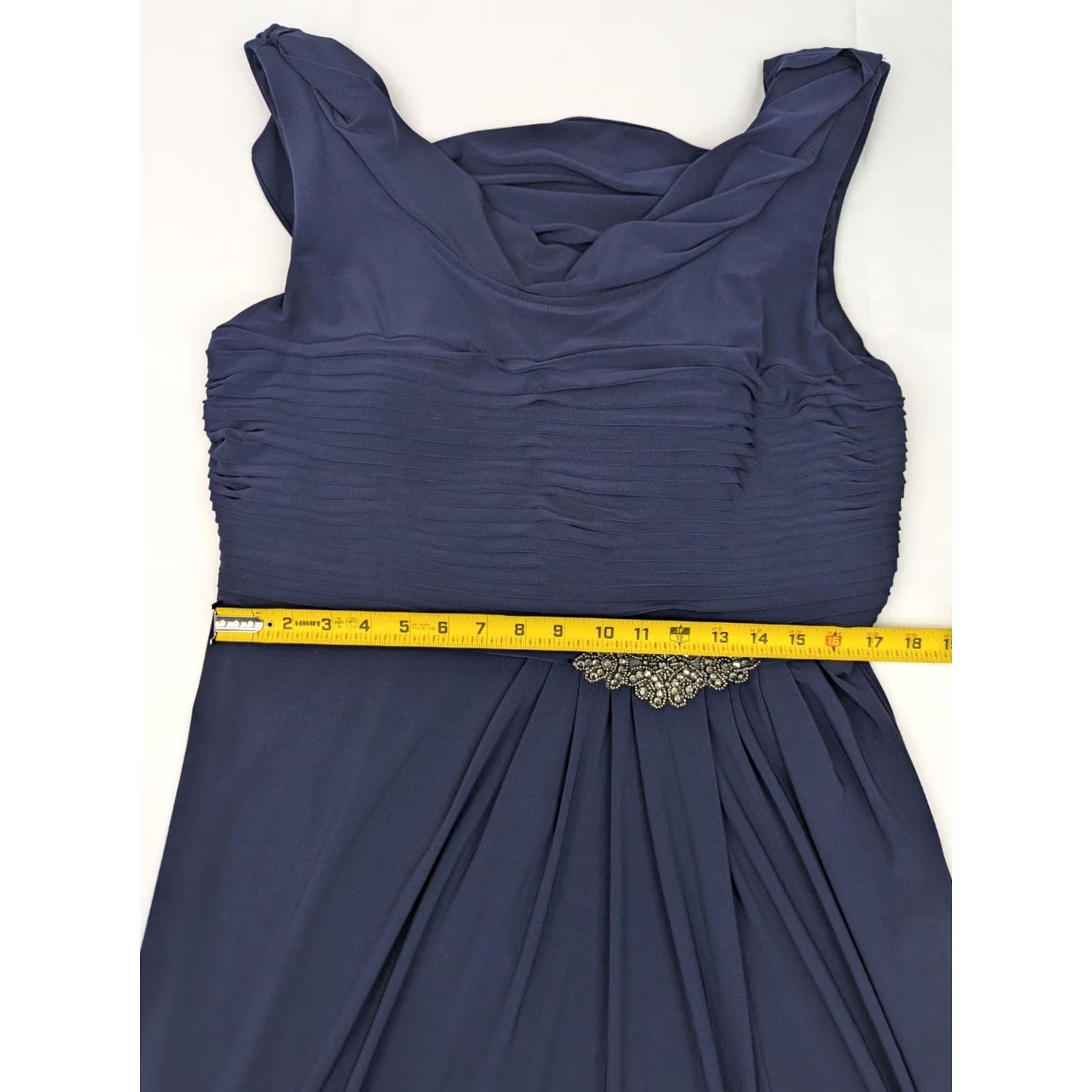 Alex Evenings Alex Evenings Navy Blue Formal Gown Dress Cowl Neck Bodice Maxi, Women 18, Beads Size XXL / US 16-18 / IT 52-54 - 7 Thumbnail
