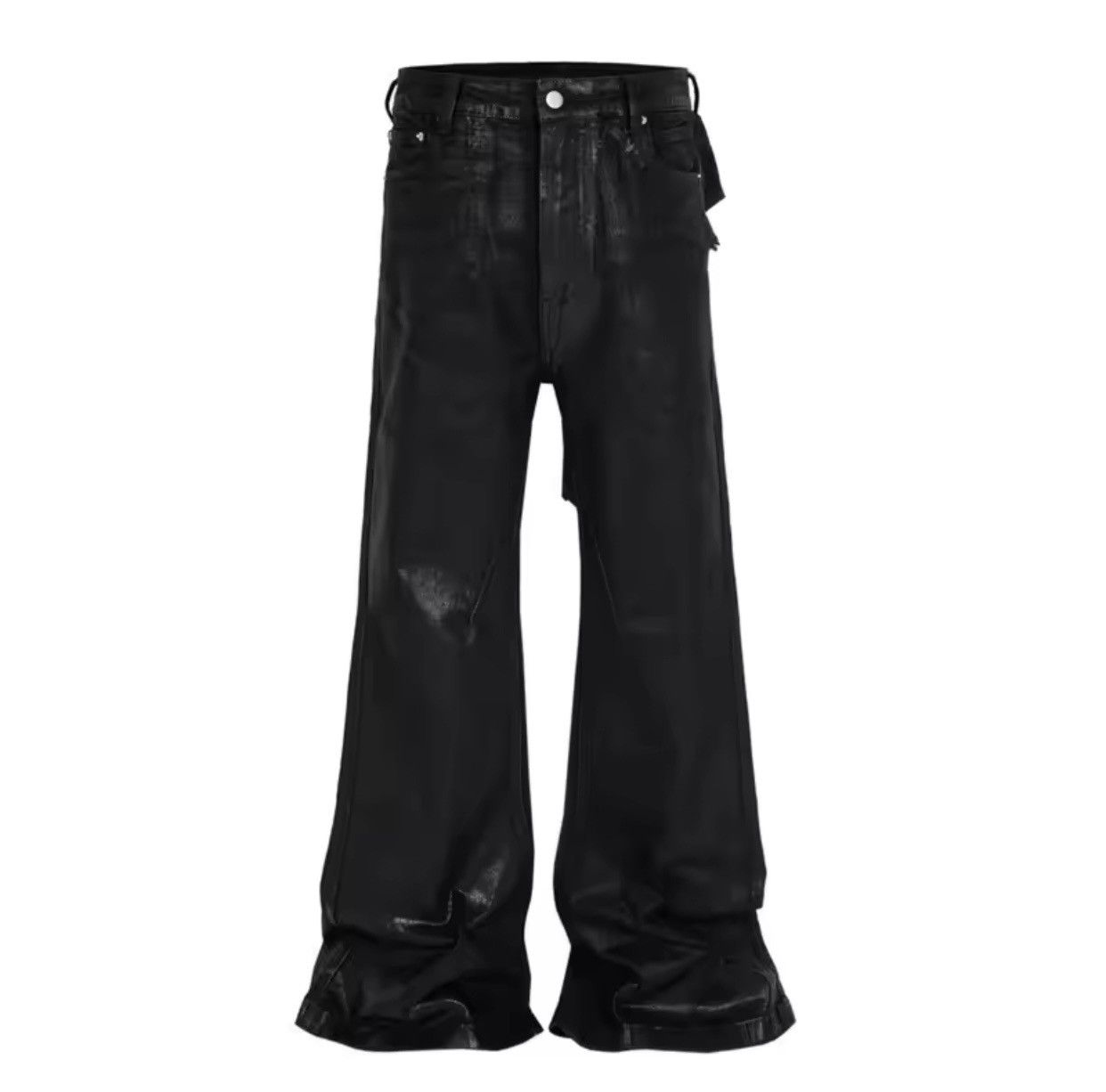 Japanese Brand × Jean Streetwear Wax Leather Stretch Hombre Baggy Flare Pants Size US 30 / EU 46 - 7 Thumbnail