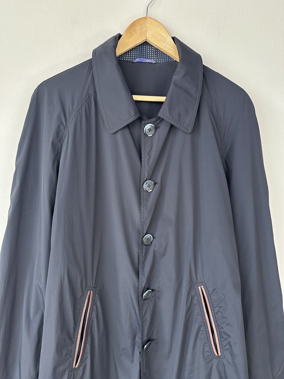 Etro ETRO Milano Nylon Trench Coat Leather Details Men’s size 52 Size US L / EU 52-54 / 3 - 4 Thumbnail