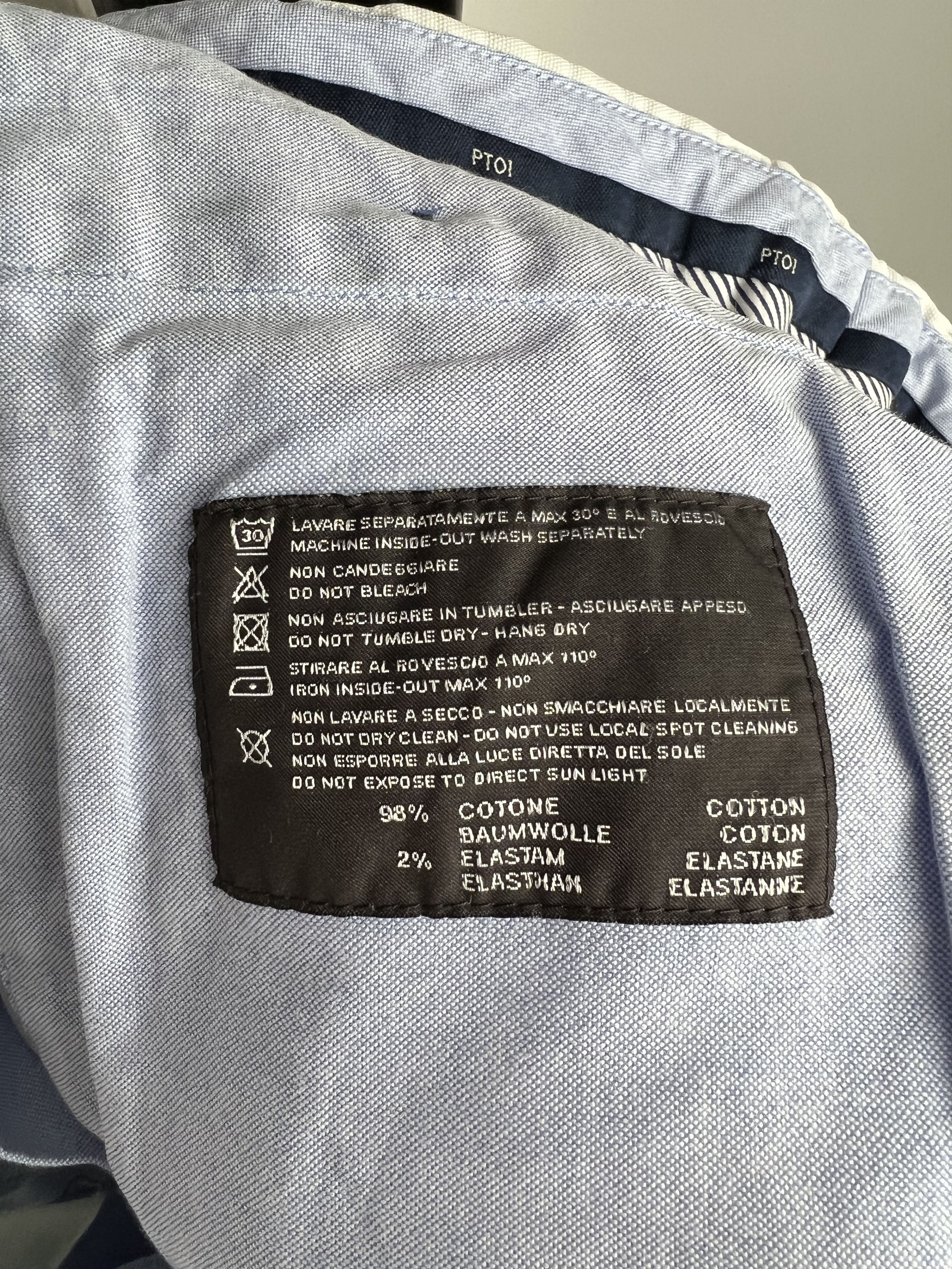 PT Torino PT01 Men's Light Blue Pants Size 52 Slim Fit Stretch Size US 34 / EU 50 - 12 Thumbnail