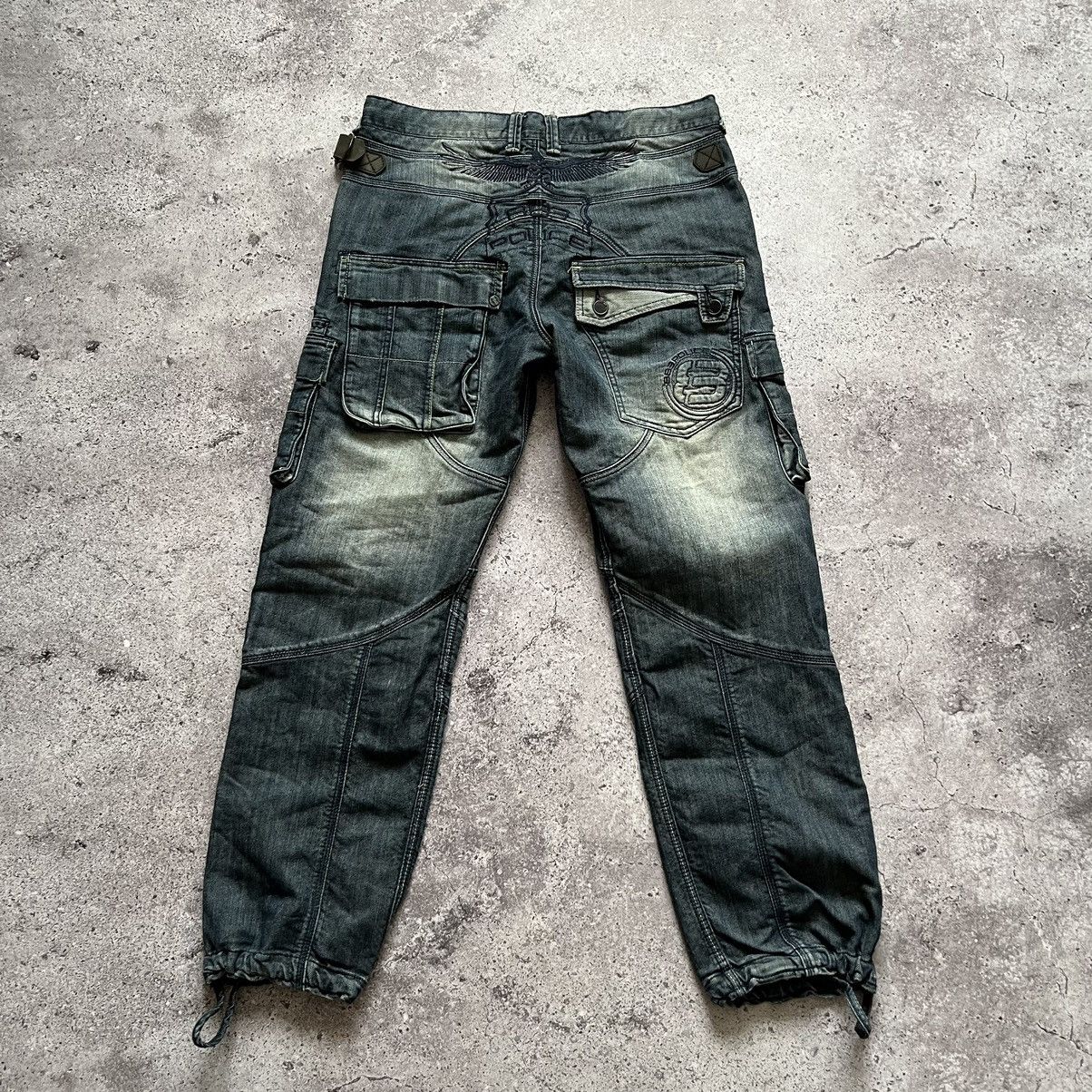 image of Avant Garde x Police Vintage Police 833 Bondage Cargo Jeans Japanese Style Y2K in Blue Gray (Size 3