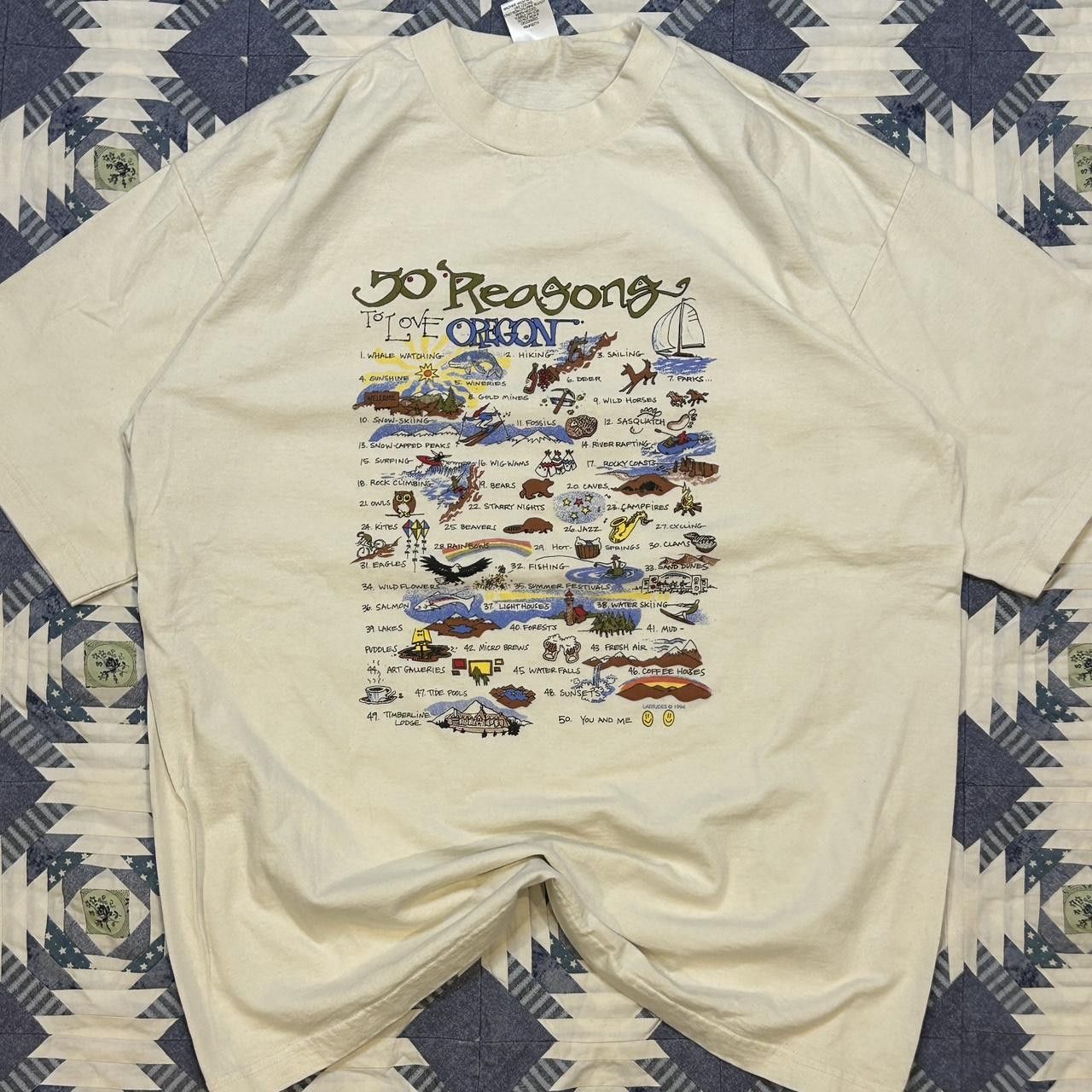 Vintage Vintage 90s White Short Sleeve "50 Reasons to Love Oregon" Size US XL / EU 56 / 4 - 1 Thumbnail