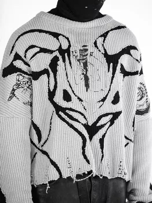 Japanese Brand × Vintage Loose Destroyed Ripped Sweaters Size US L / EU 52-54 / 3 - 2 Thumbnail