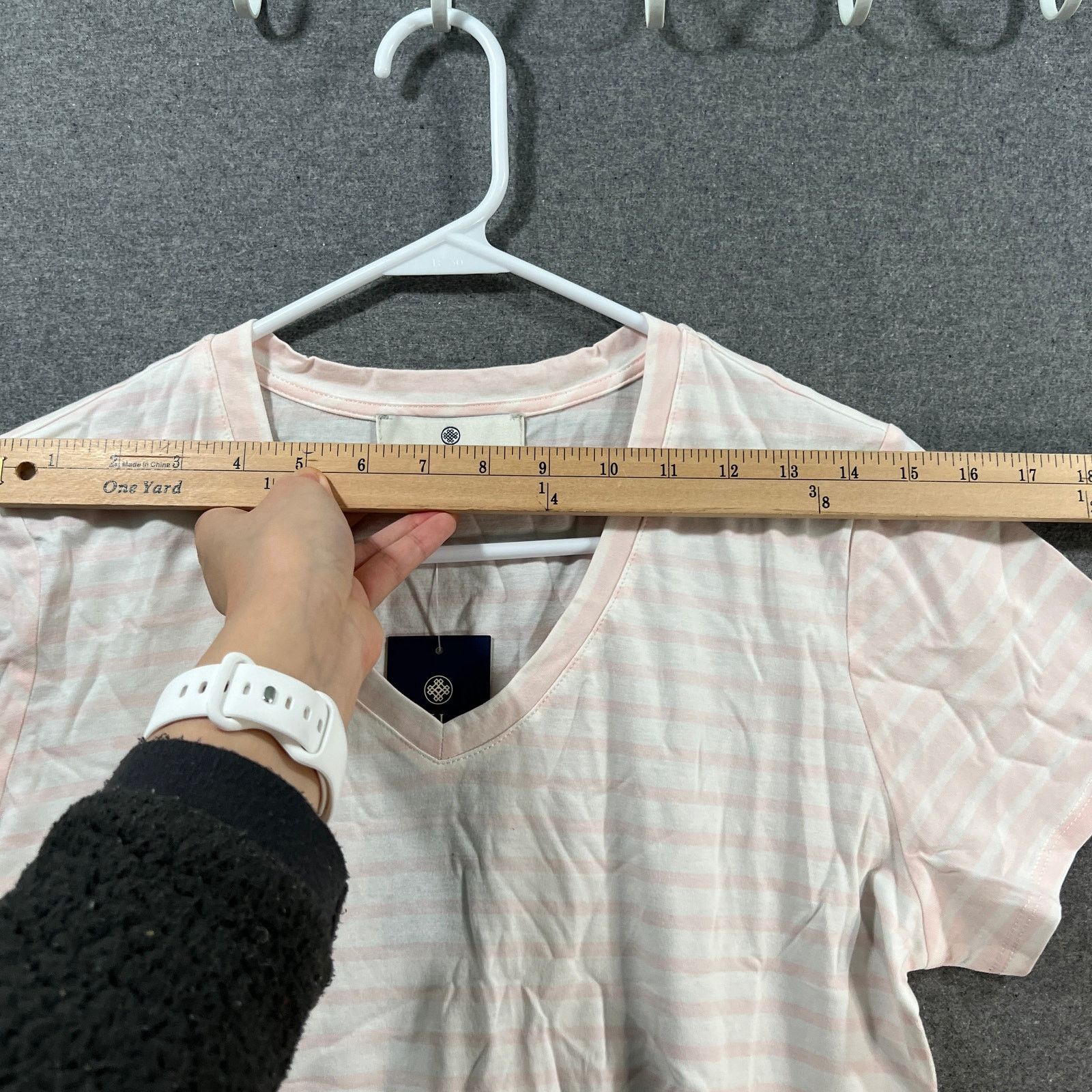 Other Laurie Felt Contrast Stripe V-Neck Tee Soft Pink, Small Size S / US 4 / IT 40 - 5 Thumbnail