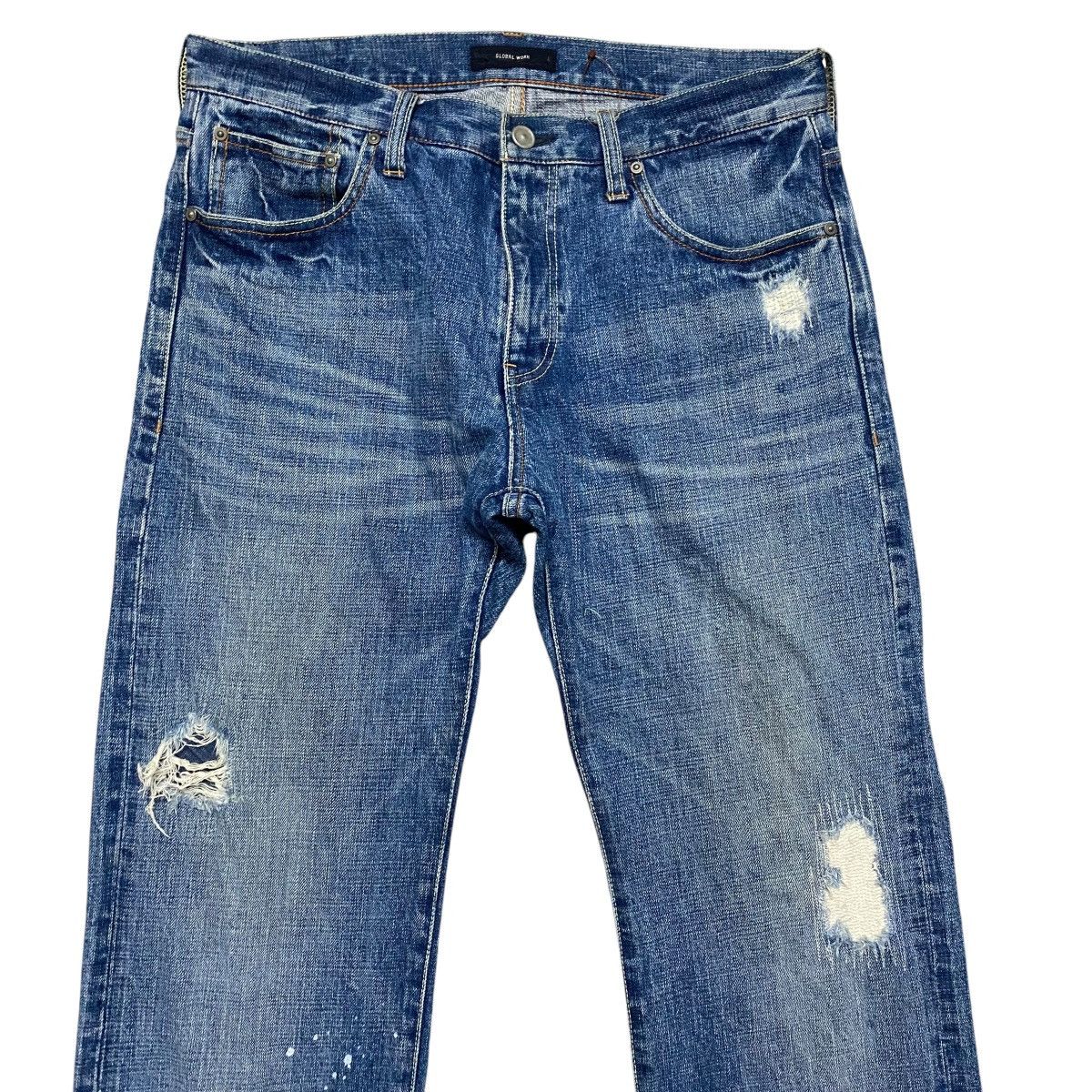 Japanese Brand GLOBAL WALK Distressed Denim Selvedge Jeans Size US 33 - 3 Thumbnail