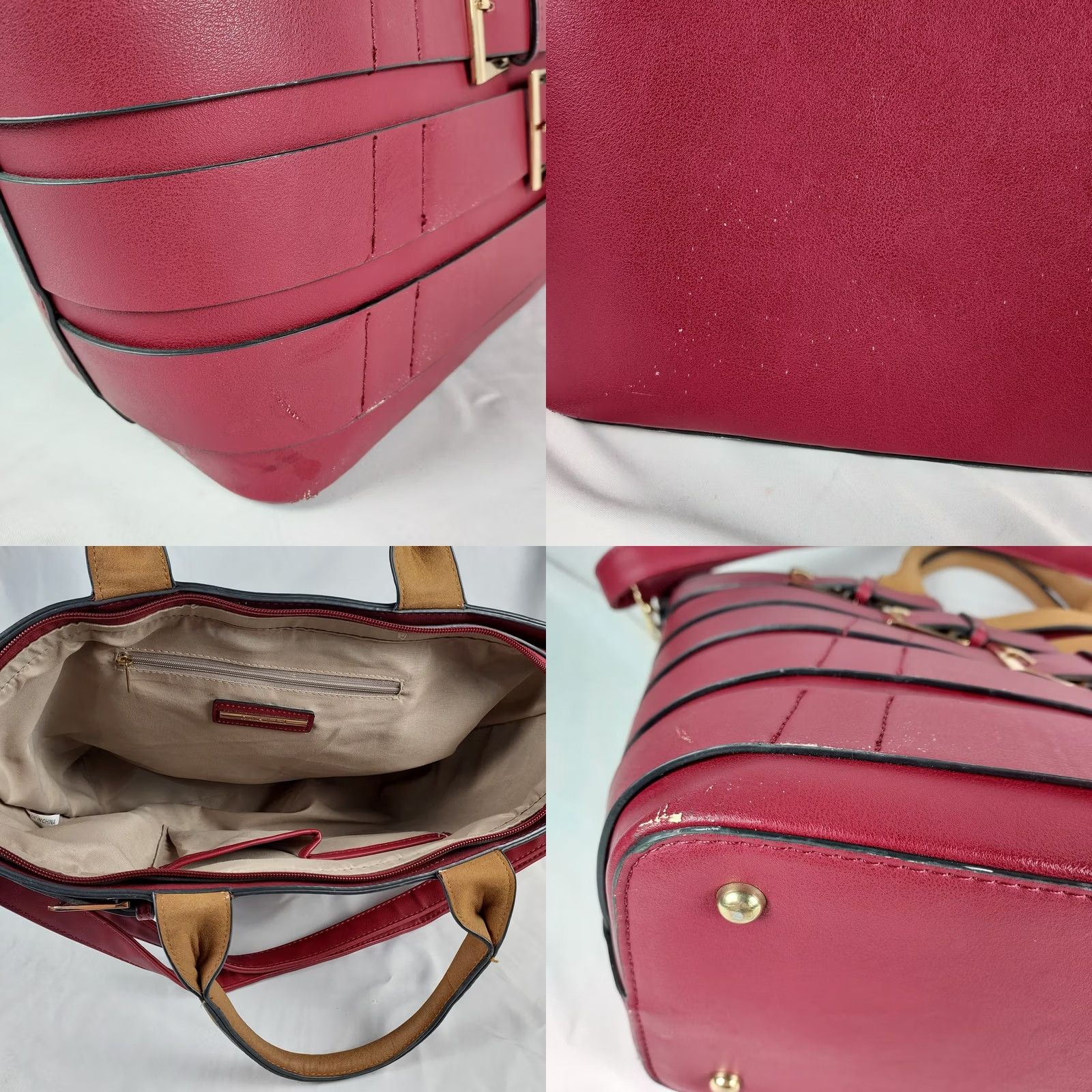 Vintage Dasein Red Buckle Tote Handbag Women Faux Leather Shoulder Bag Women Size ONE SIZE - 8 Thumbnail