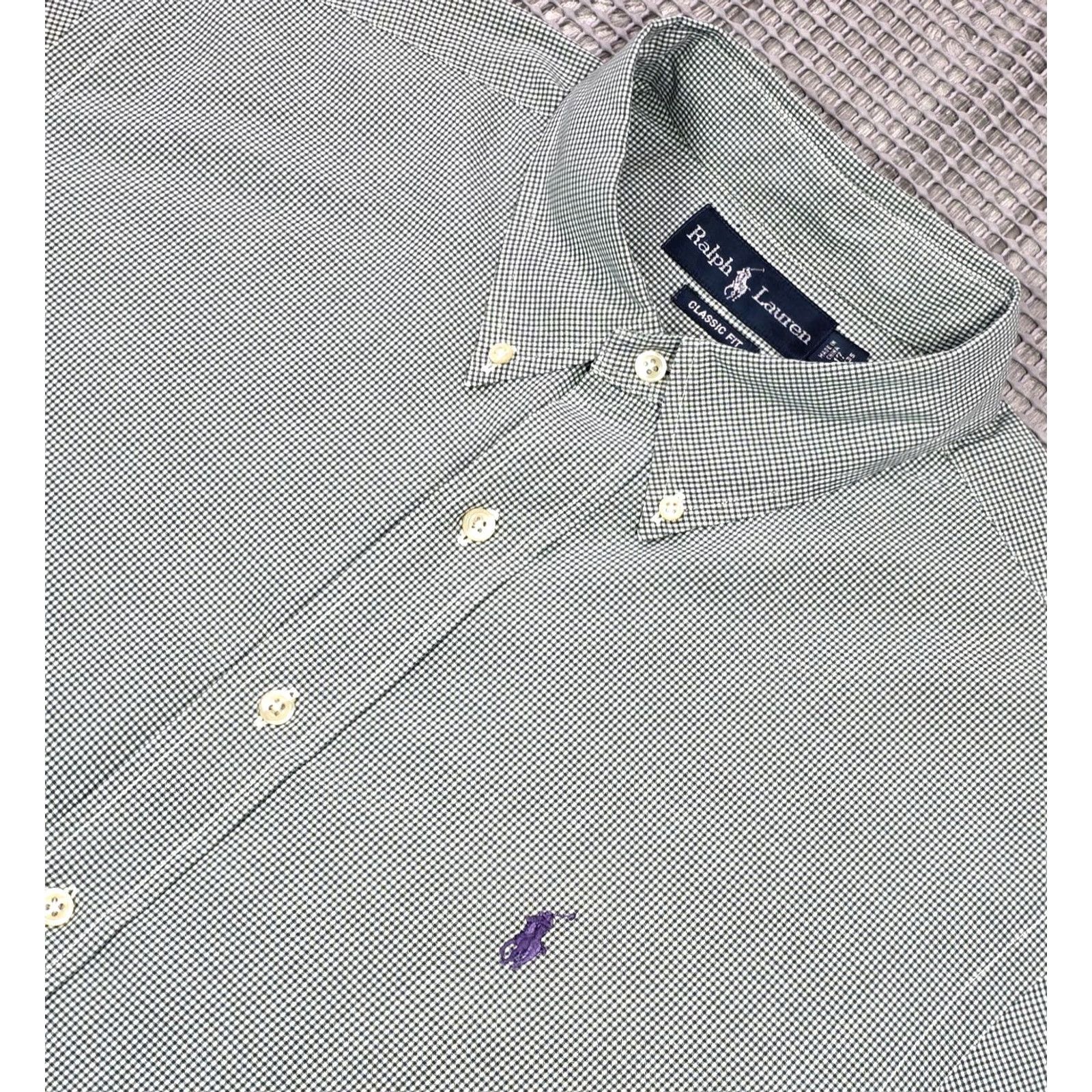 Polo Ralph Lauren Polo Ralph Lauren Button-Up Shirt Check Long Sleeve 17-34/35 Green Pony Vintage Mens Regular Size XS- Large Size US XL / EU 56 / 4 - 5 Thumbnail