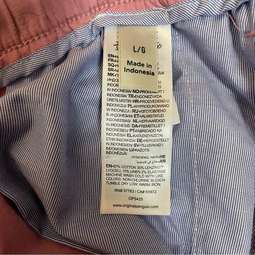 Original Penguin NWT New $85 Penguin Cotton Linen Pink Drawstring Shorts Siz Size US 38 / EU 54 - 5 Thumbnail