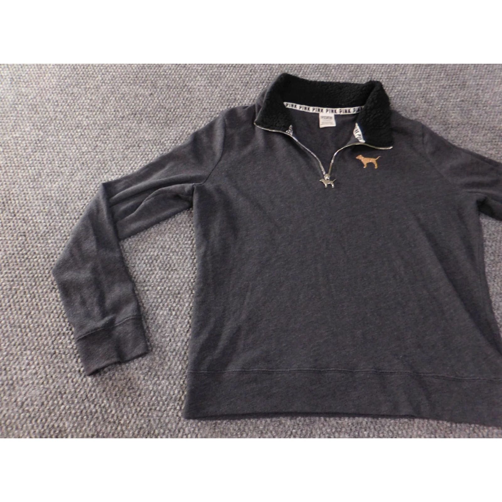 Victoria's Secret Victoria's Secret PINK Sweatshirt Pullover 1/4 Zip Mock Neck Long Sleeve Gray L Womens Size L / US 10 / IT 46 - 3 Thumbnail