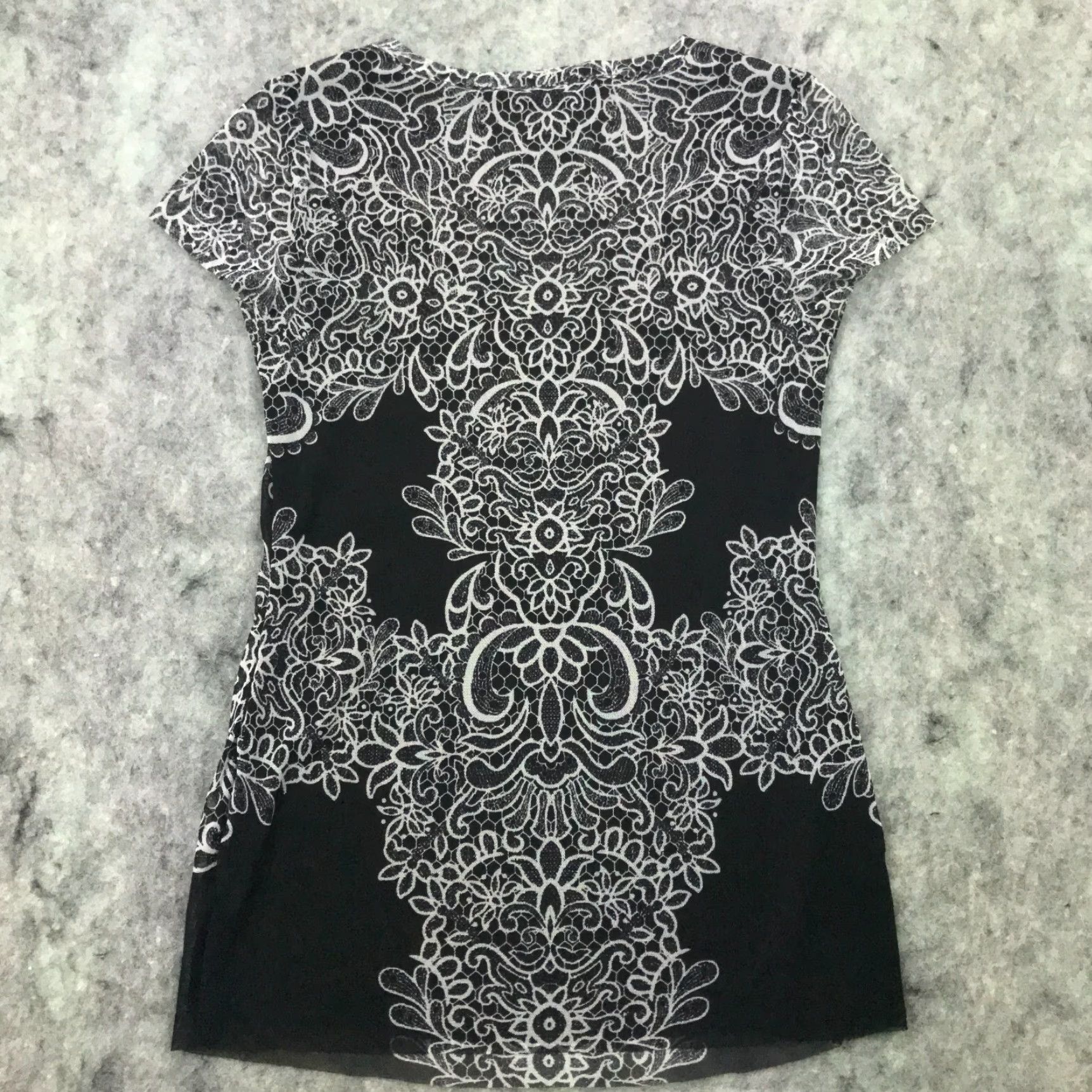 Vintage INC Womens Shirt Top Petite P Black Embellished Blouse Rhinestones Cap Sleeve Size XXS / US 00 / IT 34 - 7 Thumbnail