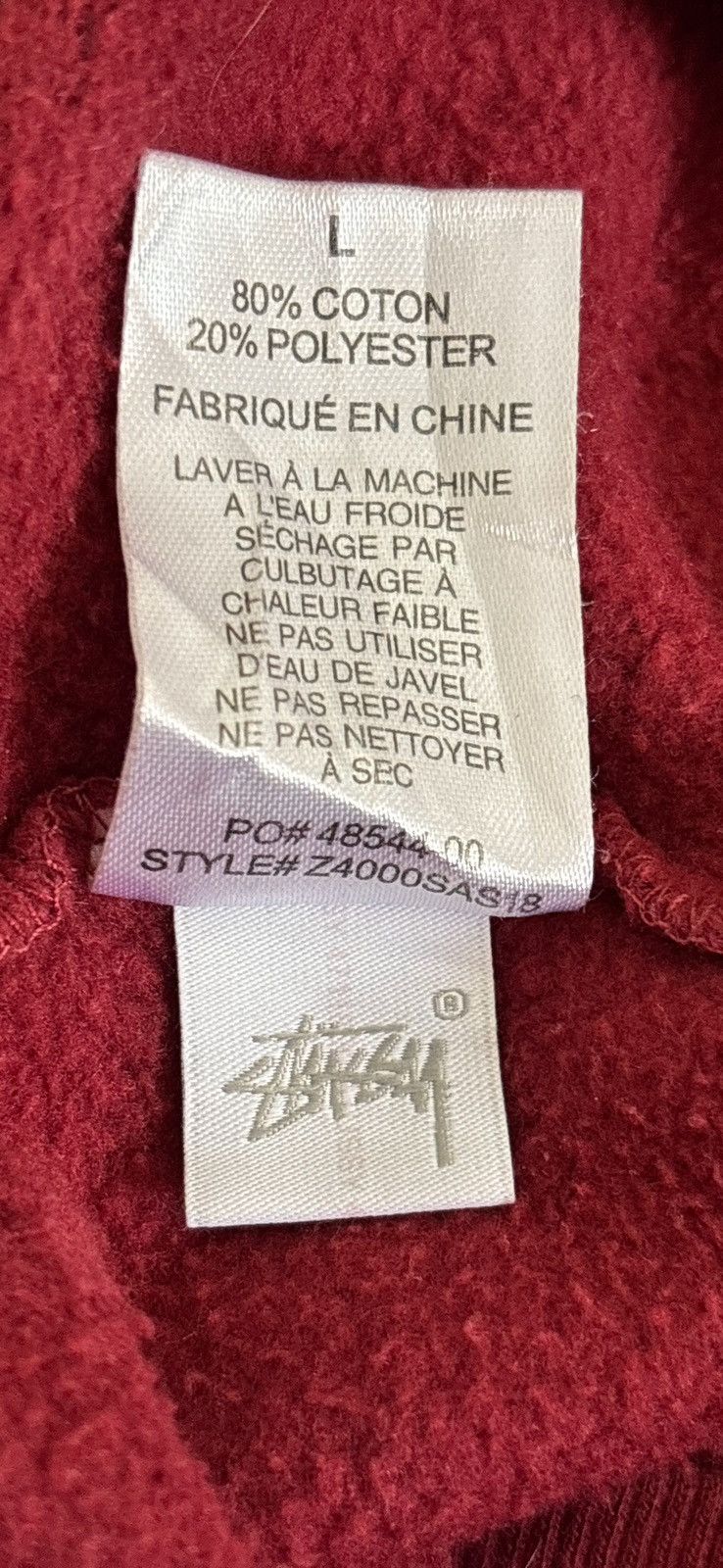 Stussy Stüssy Shadow Script Logo Hoodie - Maroon - Size L - 2018 Size US L / EU 52-54 / 3 - 11 Thumbnail