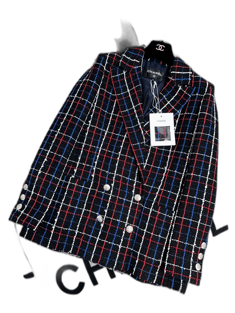 Chanel Chanel Black Red White Plaid Blazer Jacket Size S / US 4 / IT 40 - 1 Thumbnail