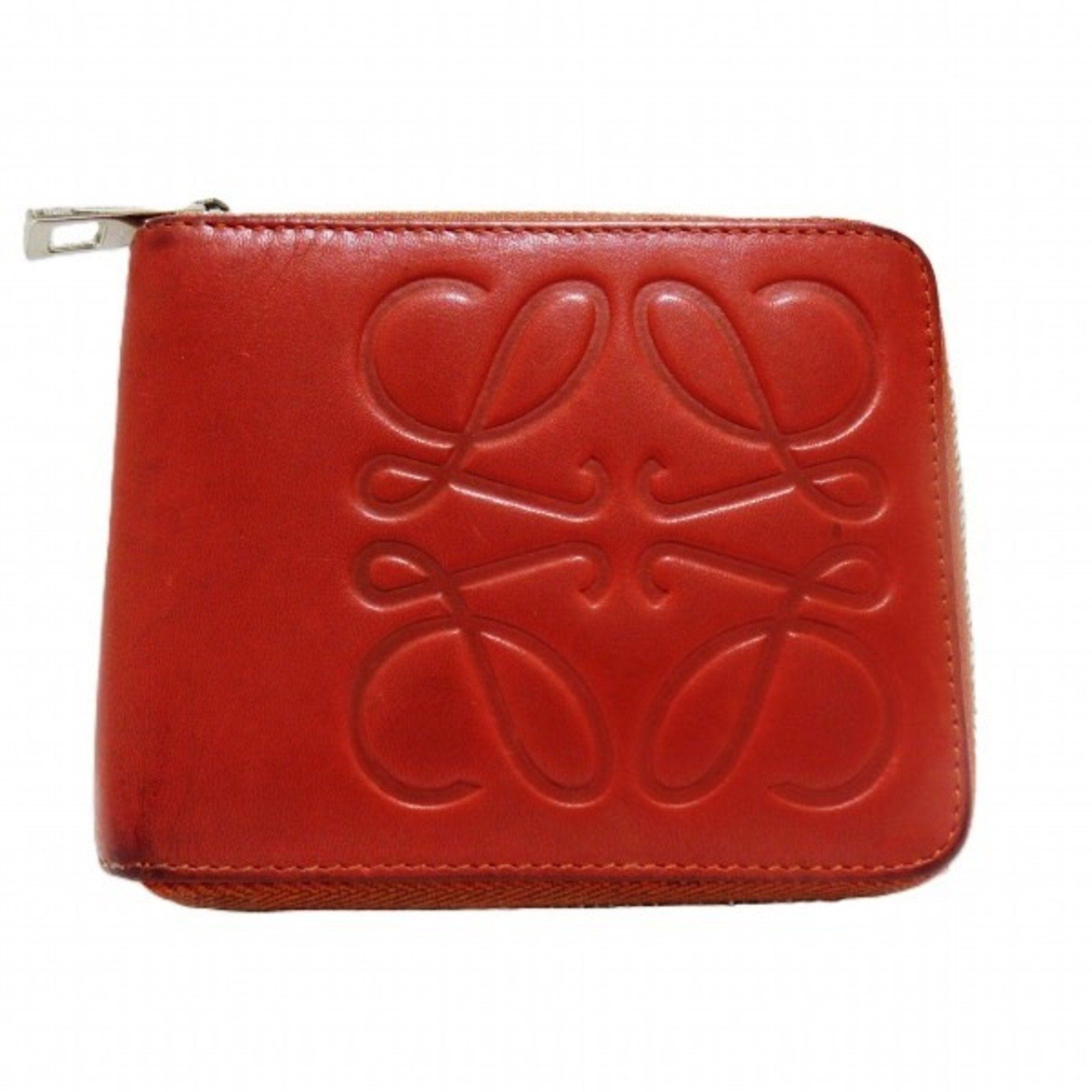 image of Loewe Anagram Round Bi-Fold Wallet For Men And Women in Red