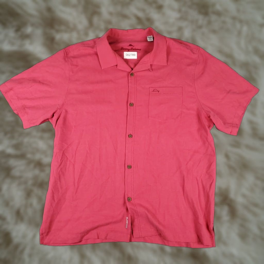 Tommy Bahama Tommy Bahama Hawaiian Shirt Mens XL Pink Silk Short Sleeve Button-Up Tropical Size US XL / EU 56 / 4 - 1 Thumbnail