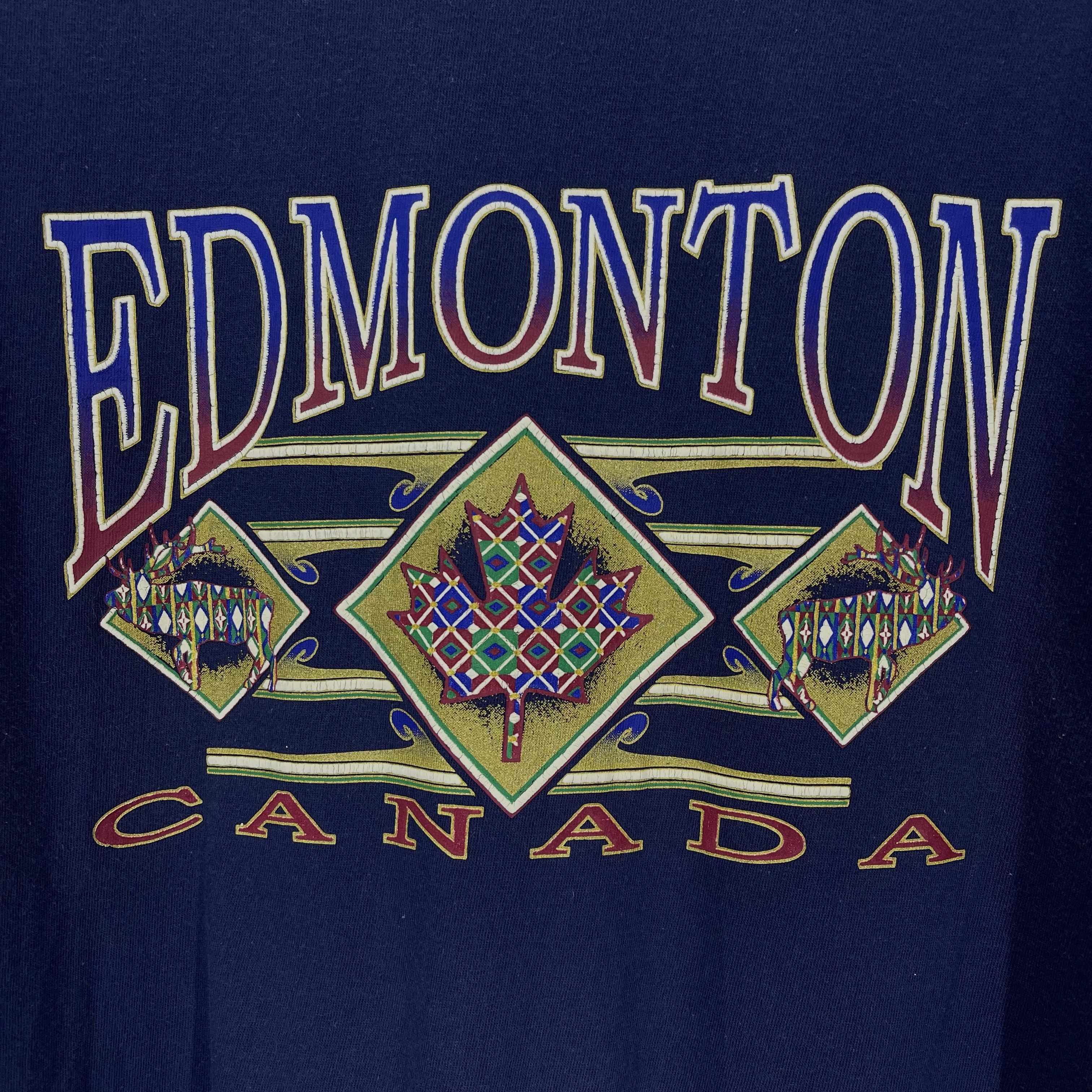 Vintage 90s Vintage EDMONTON CANADA Crew Neck T Shirt #1552/AZ Size US M / EU 48-50 / 2 - 2 Thumbnail