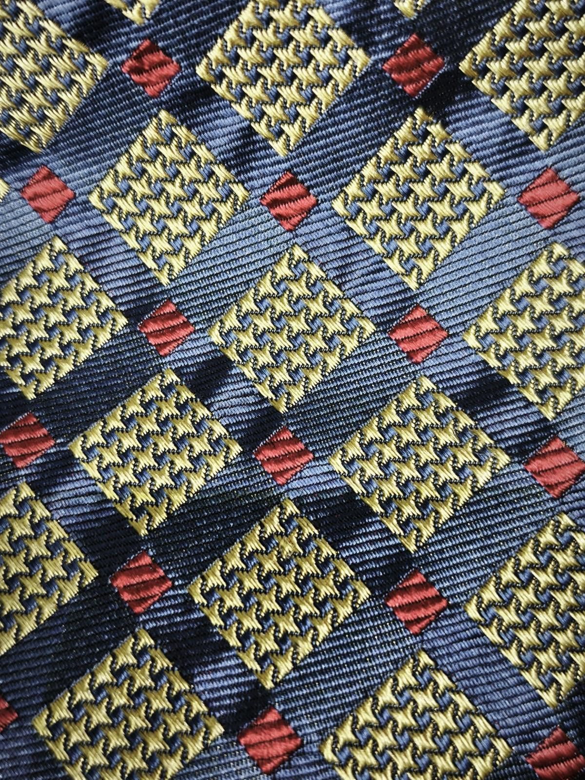 Ben Silver Ben Silver Mens Hand-Made Patterned Check Tie Geometric Size ONE SIZE - 2 Thumbnail