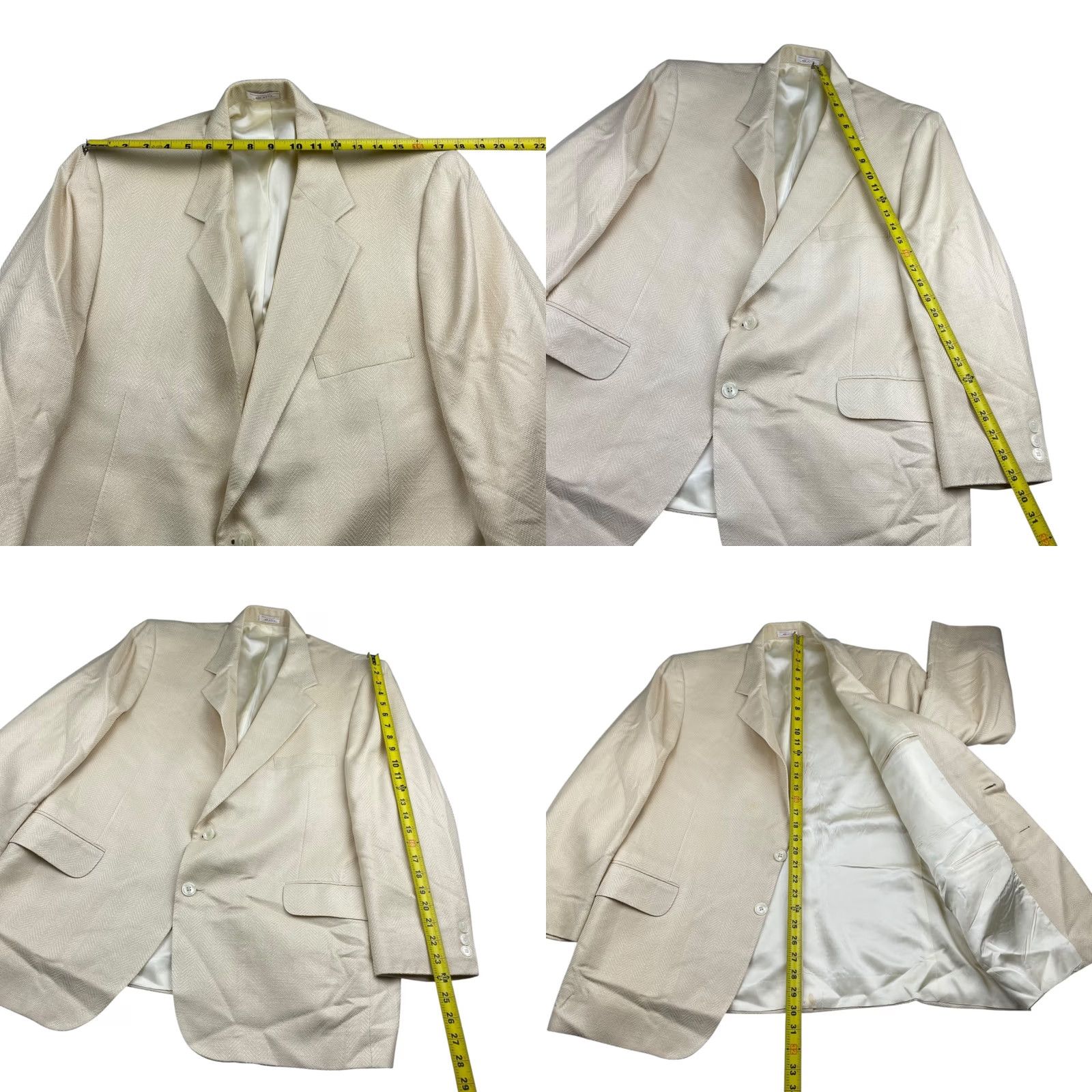 Vintage VTG Andover Reed Blazer Jacket Men’s 100% Wool 2-Button Ivory 44S USA Short Blazer Mens Size 44R - 8 Thumbnail