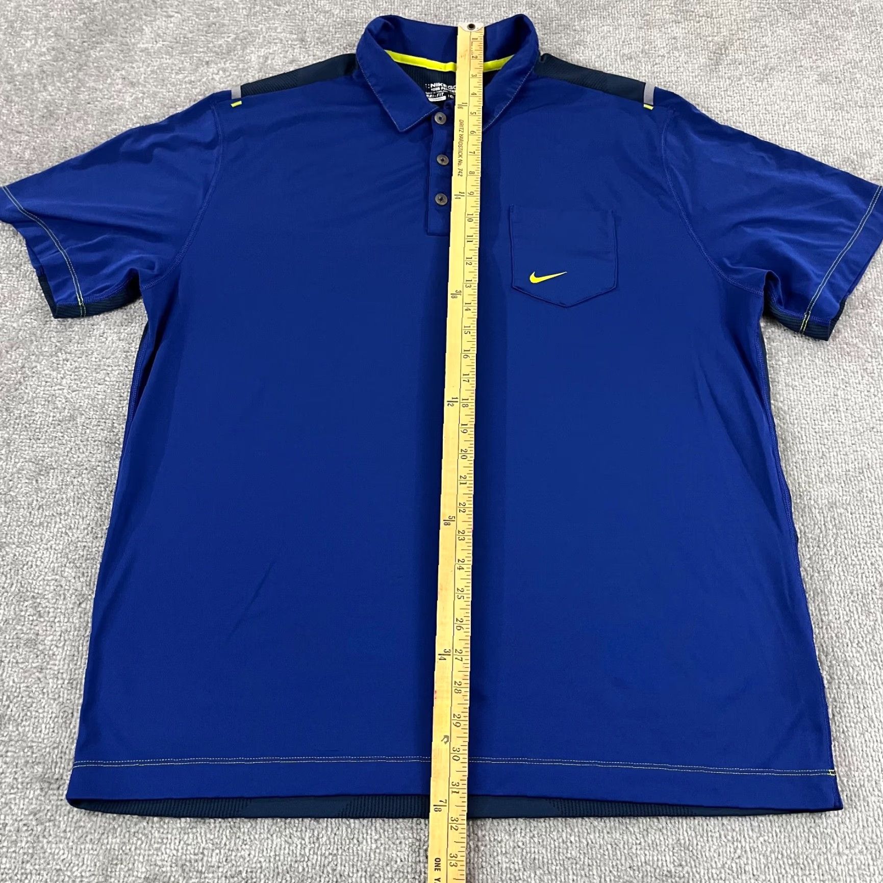 Nike VINTAGE Nike Polo Shirt Mens XL Blue Geometric Nike Tour Performance Golf Sport Size US XL / EU 56 / 4 - 5 Thumbnail