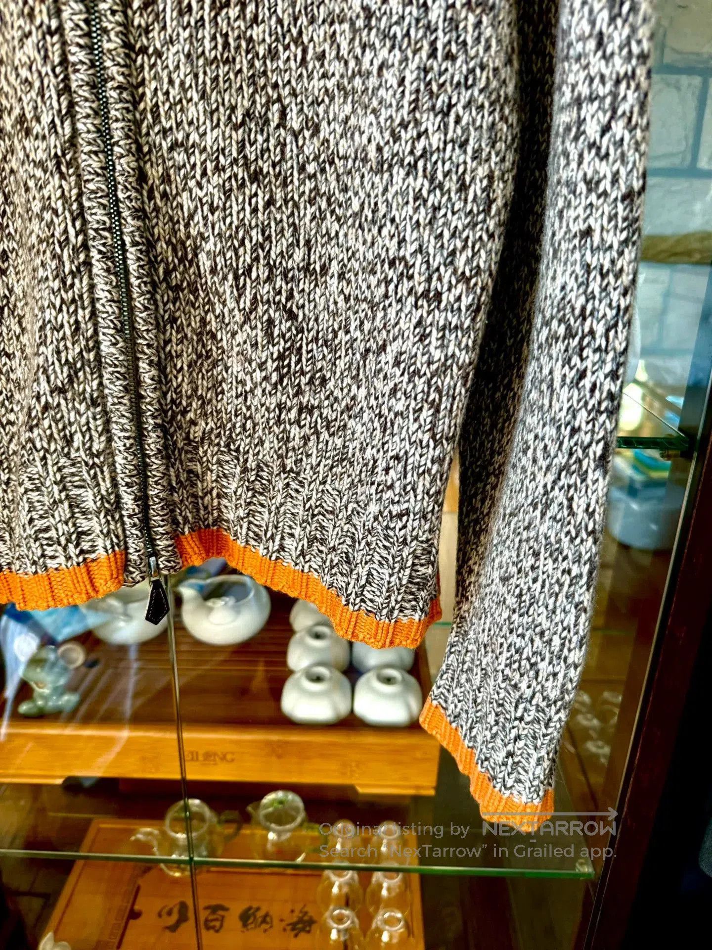Hermes hermes gray orange cashmere high-neck sweater. Size US M / EU 48-50 / 2 - 5 Thumbnail