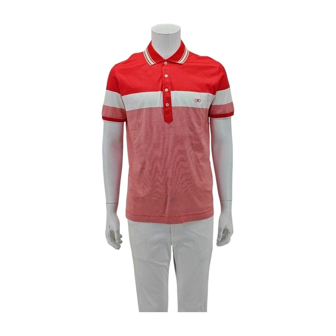 Salvatore Ferragamo Ferragamo Striped Cotton Polo Size M Size US M / EU 48-50 / 2 - 1 Thumbnail