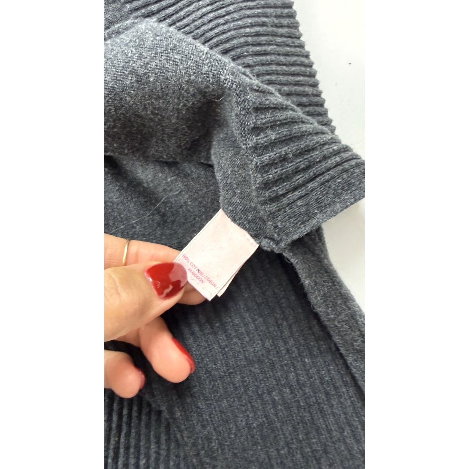 Victoria's Secret VICtoria's Secret Sweater Womens Large Gray 100% Cotton Pullover Ribbed Hem Crew Neck Dolman Sleeve Knit Size L / US 10 / IT 46 - 3 Thumbnail