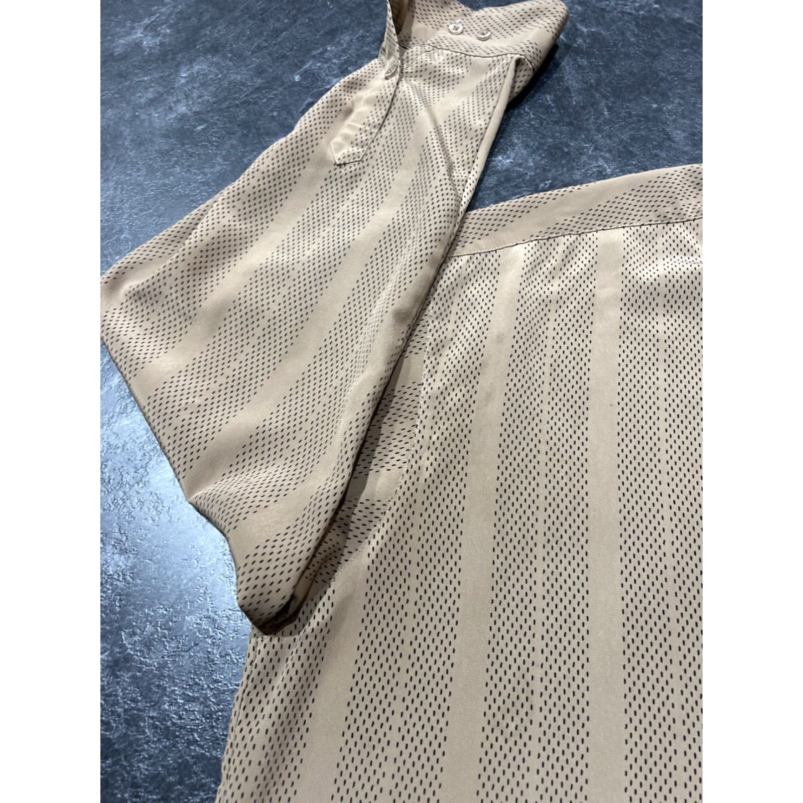 Vintage VINTAGE Bassiri Shirt Men XL Beige Abstract Lightweight Long Sleeve Dress Size 46R - 5 Thumbnail