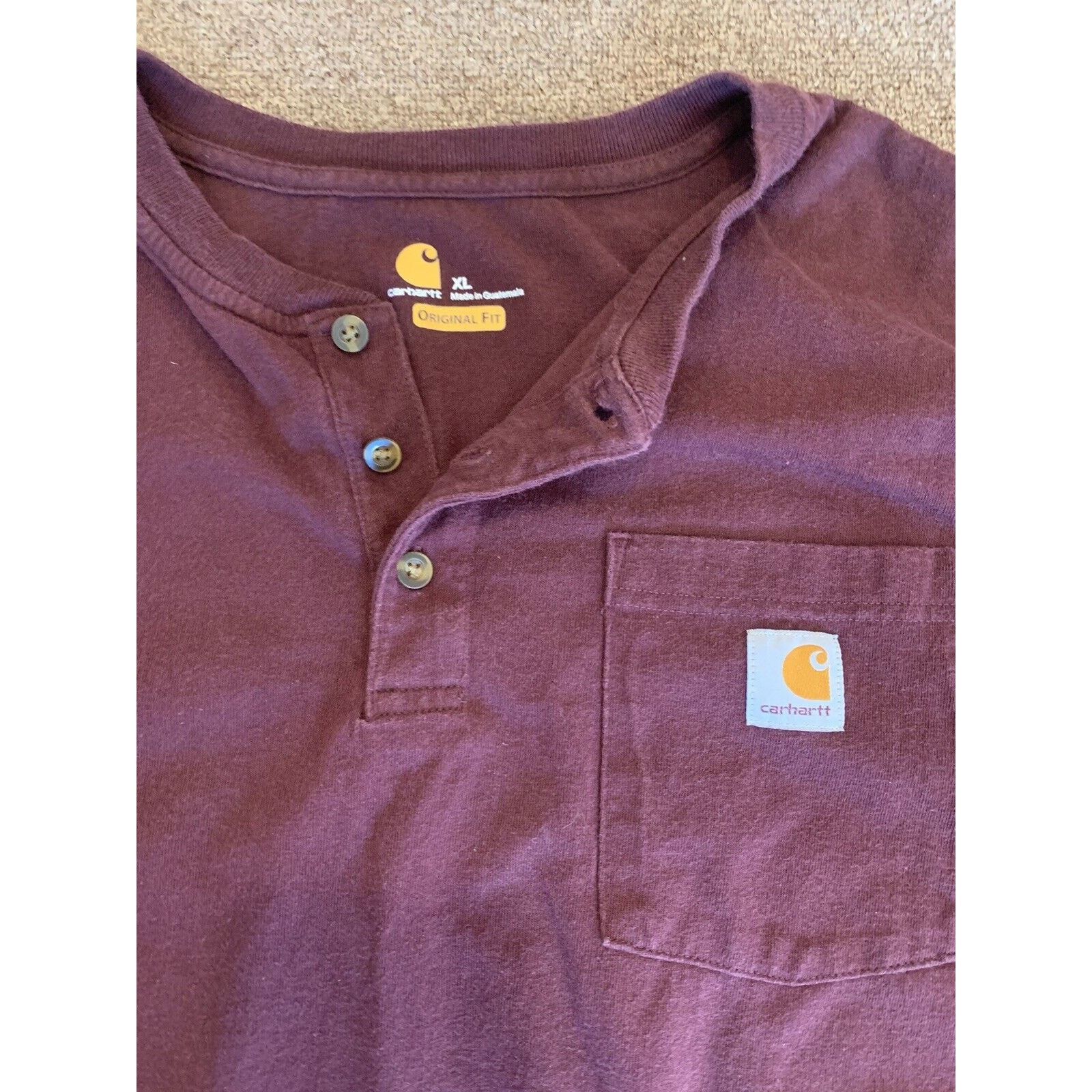 Carhartt Carhartt Regular Heavyweight Men's T-Shirt XL Burgundy Size US XL / EU 56 / 4 - 2 Thumbnail