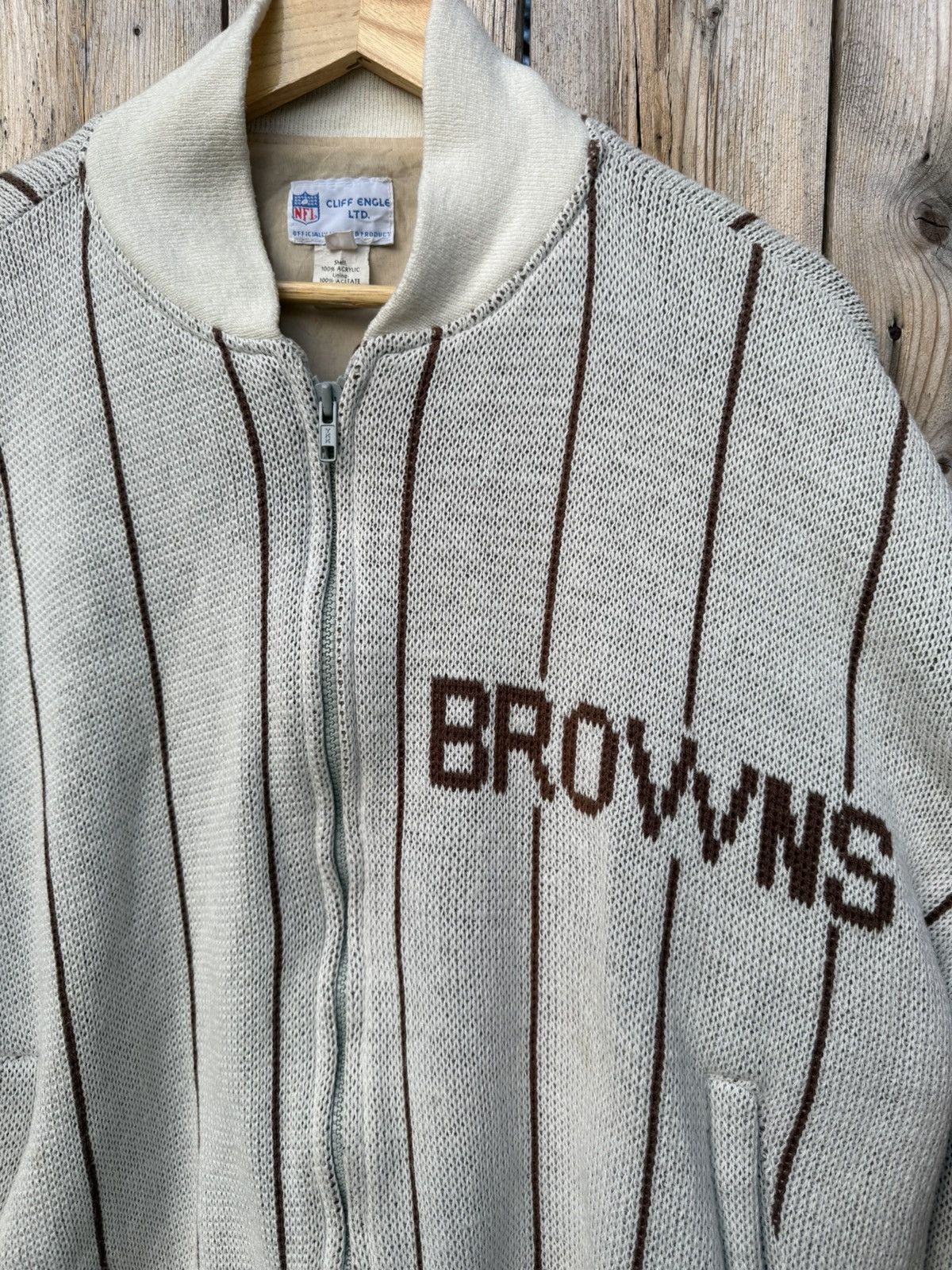 NFL Vintage Cleveland Browns Cliff Engle Football Knit Zip Large Size US L / EU 52-54 / 3 - 7 Thumbnail