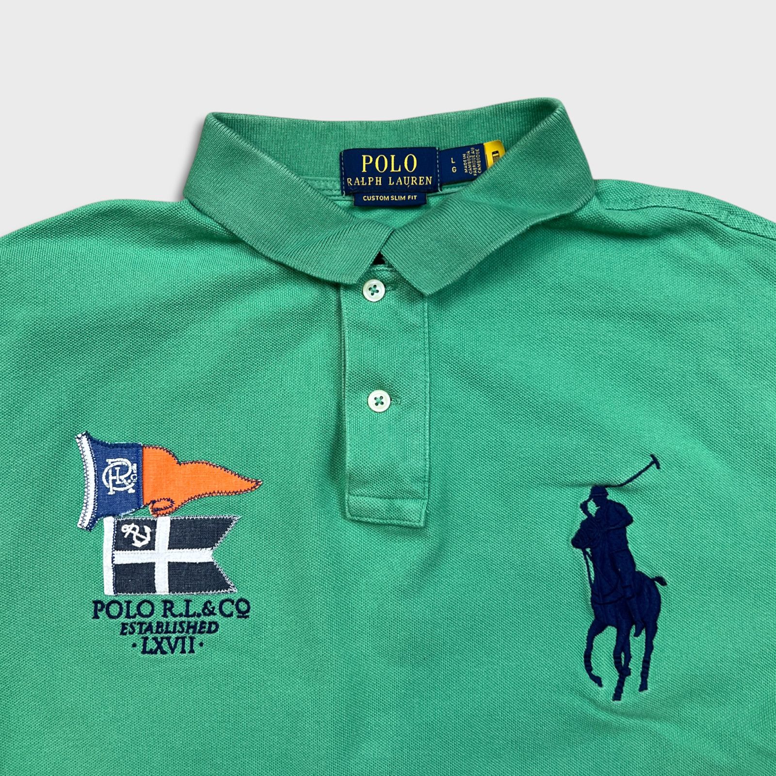 Polo Ralph Lauren × Vintage Polo Ralph Lauren Shirt Nautical Flags Big Pony Short Sleeve Size US L / EU 52-54 / 3 - 2 Thumbnail