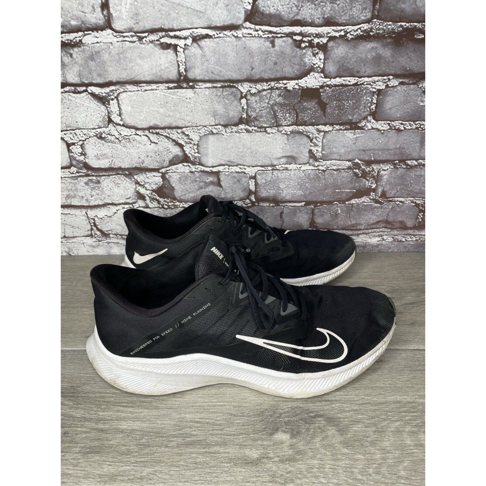 Nike Nike Quest 3 Running Black Mesh Synthetic White Lace Up Shoe Size US 11 / EU 44 - 18 Thumbnail