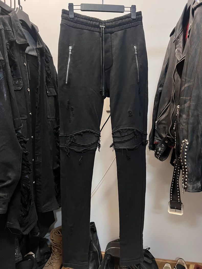 Amiri Size SGray destruction leather drawstring sports trou