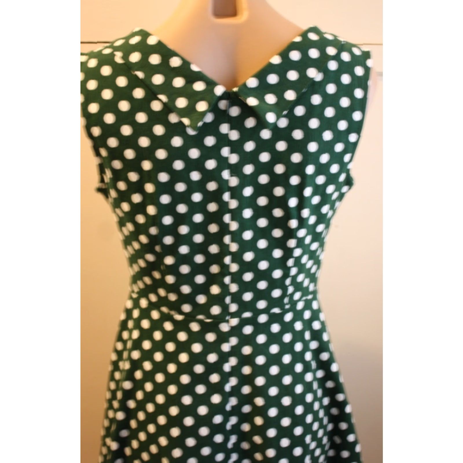 Vintage Miusol Womens Green White Polka Dot Fit & Flare Sleeveless Pin Up Dress M Size M / US 6-8 / IT 42-44 - 6 Thumbnail